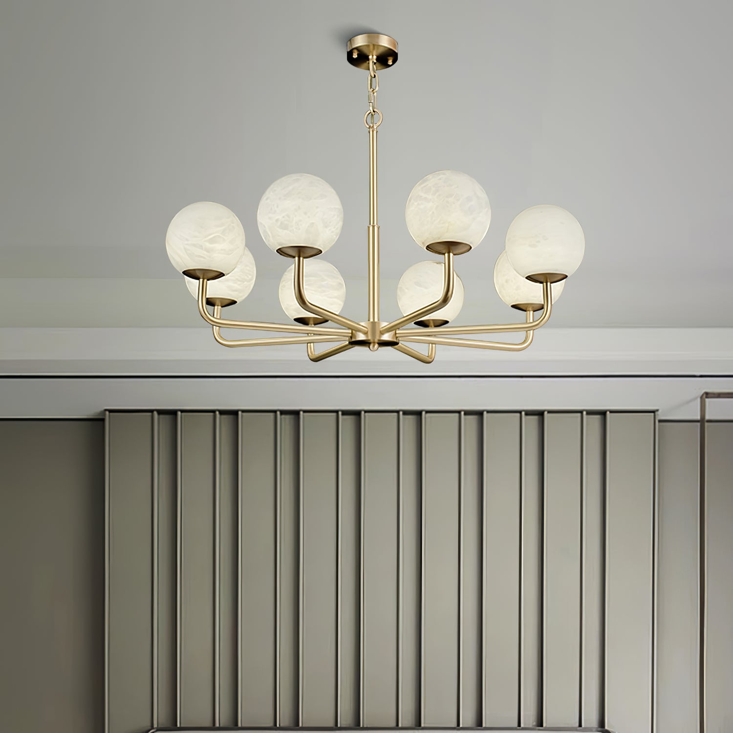 Erich Chandelier Alabaster Globe Elegance - Letslighting