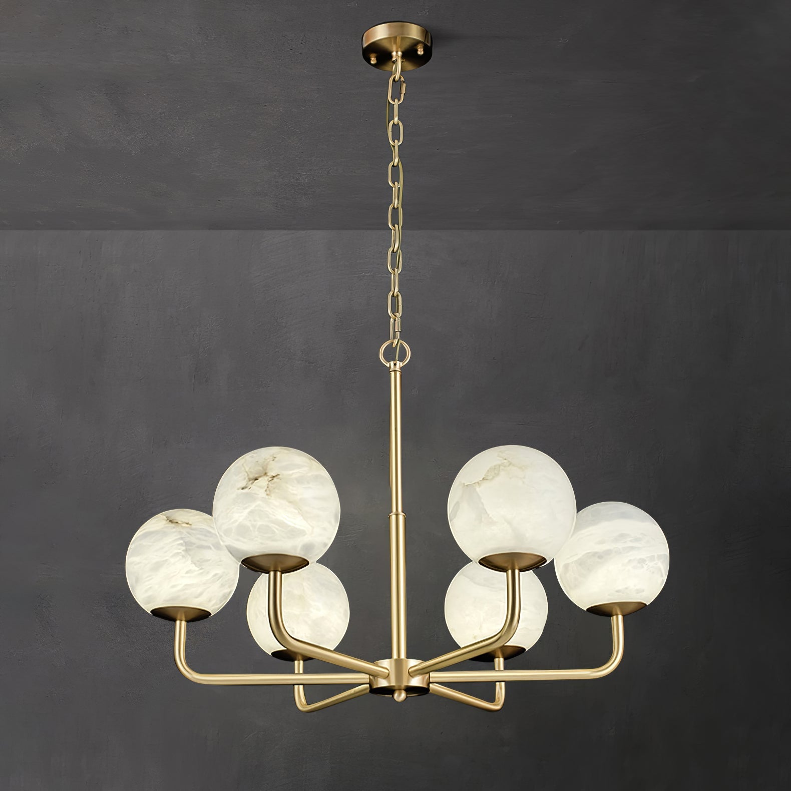 Erich Chandelier Alabaster Globe Elegance - Letslighting
