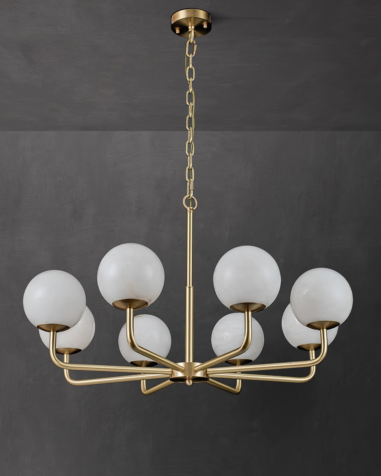 Erich Chandelier Alabaster Globe Elegance - Letslighting