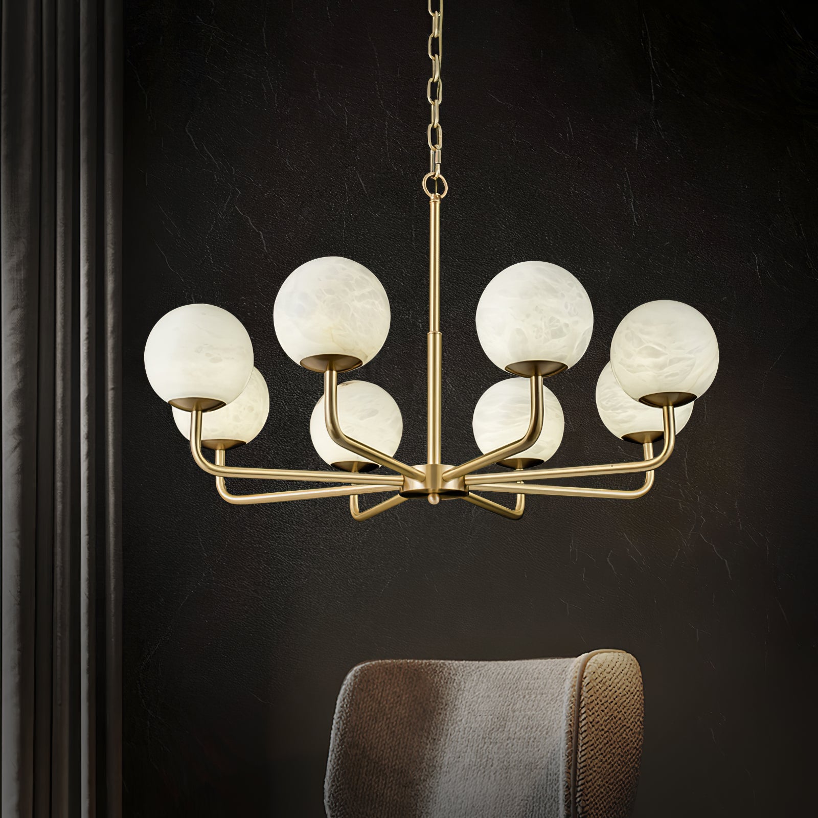 Erich Chandelier Alabaster Globe Elegance - Letslighting