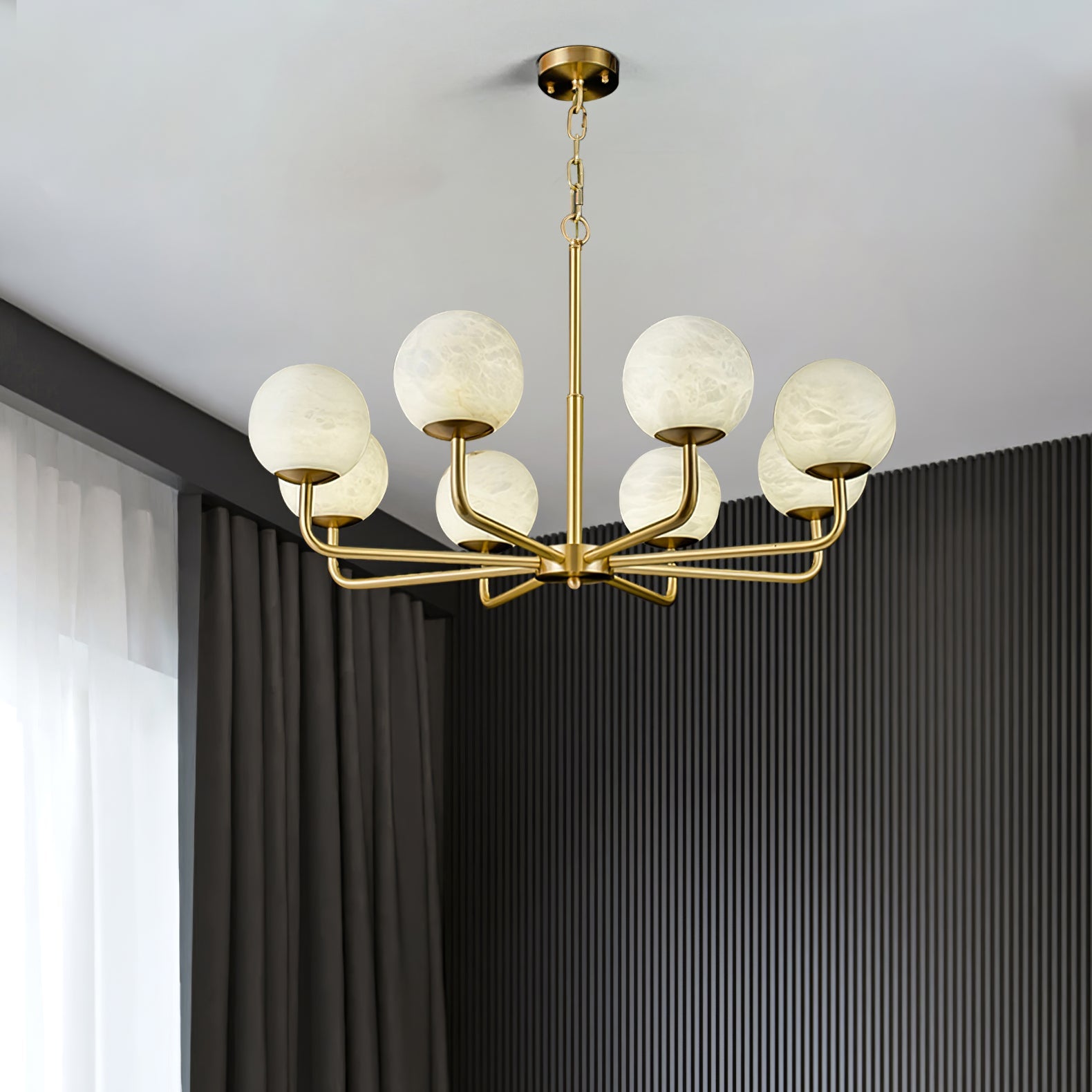 Erich Chandelier Alabaster Globe Elegance - Letslighting