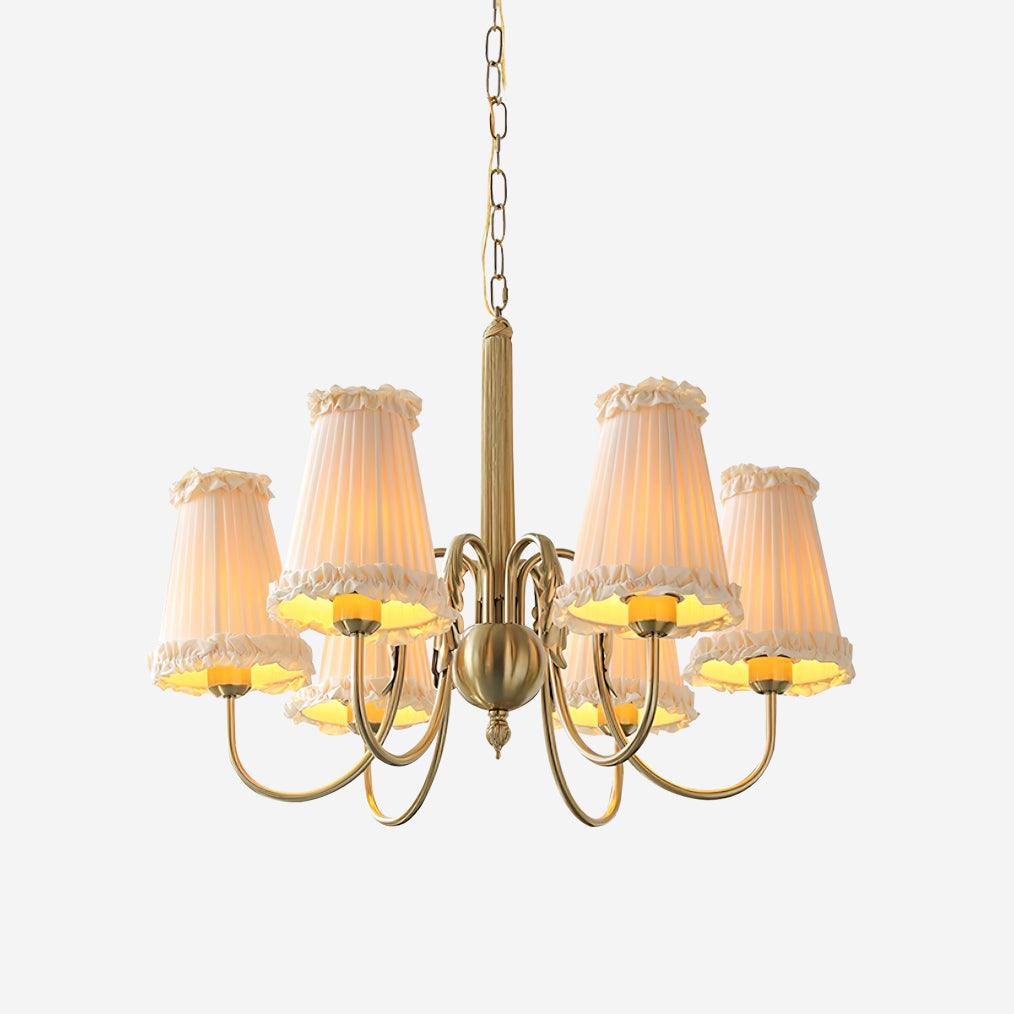 Faylin Vintage Brass Chandelier with Pleated Shades - Letslighting
