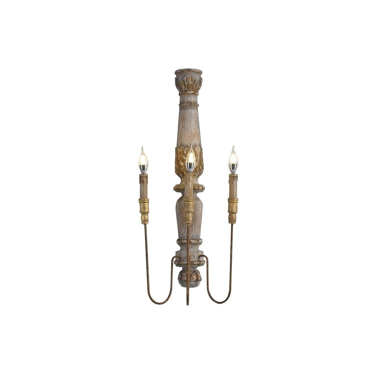 Vevenir Vintage Industrial Candle Wood Wall Lamp - Letslighting