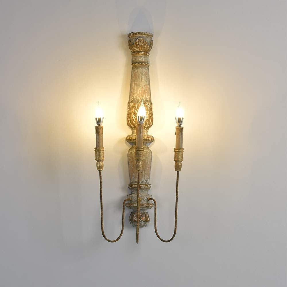 Vevenir Vintage Industrial Candle Wood Wall Lamp - Letslighting