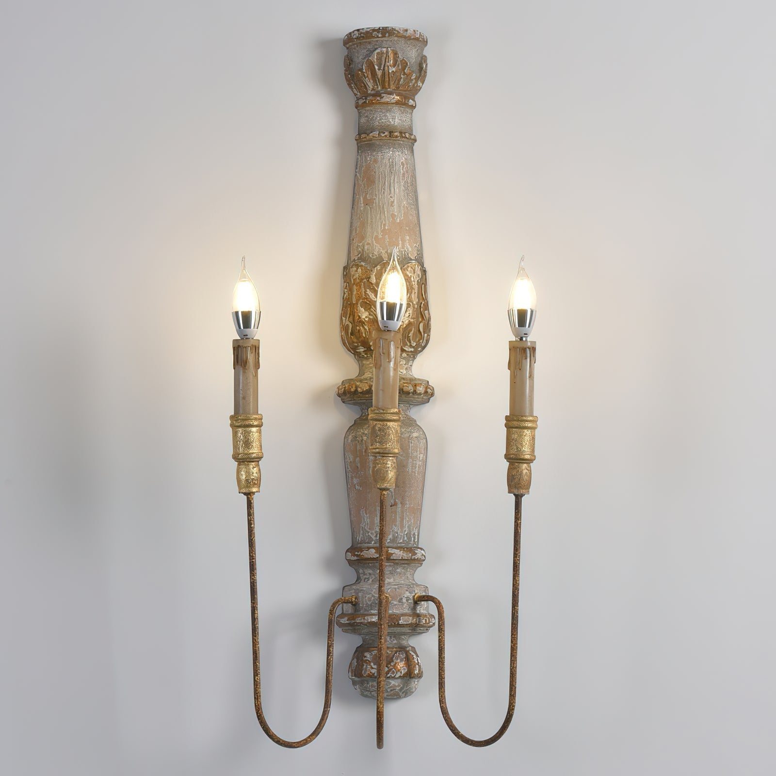 Vevenir Vintage Industrial Candle Wood Wall Lamp - Letslighting