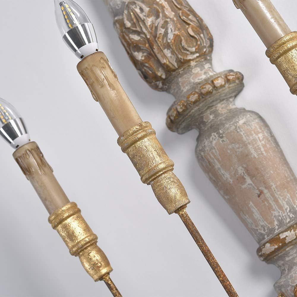 Vevenir Vintage Industrial Candle Wood Wall Lamp - Letslighting