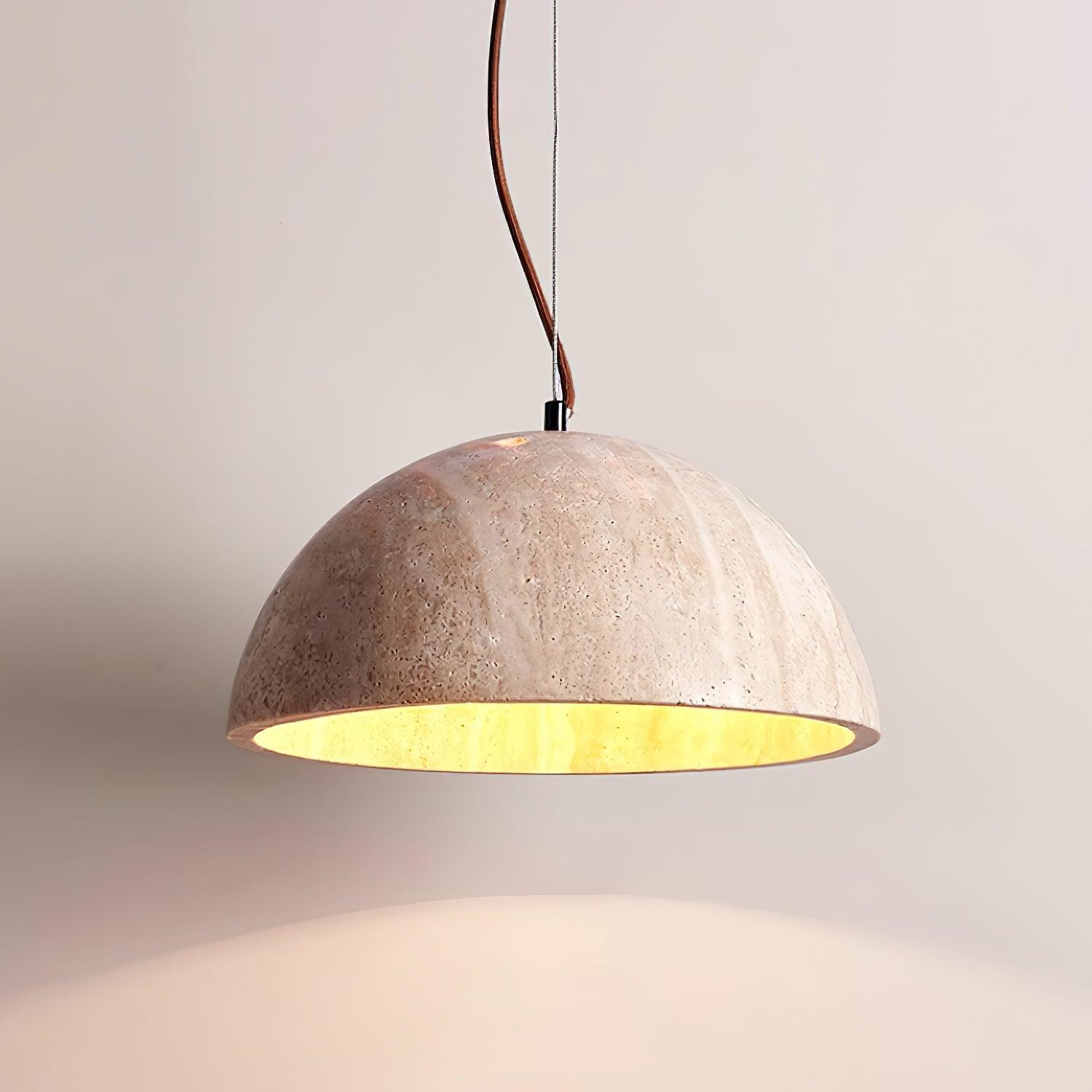 Pendant Lamp Travertine Dome Shade Industrial Chic Soft Glow - Letslighting
