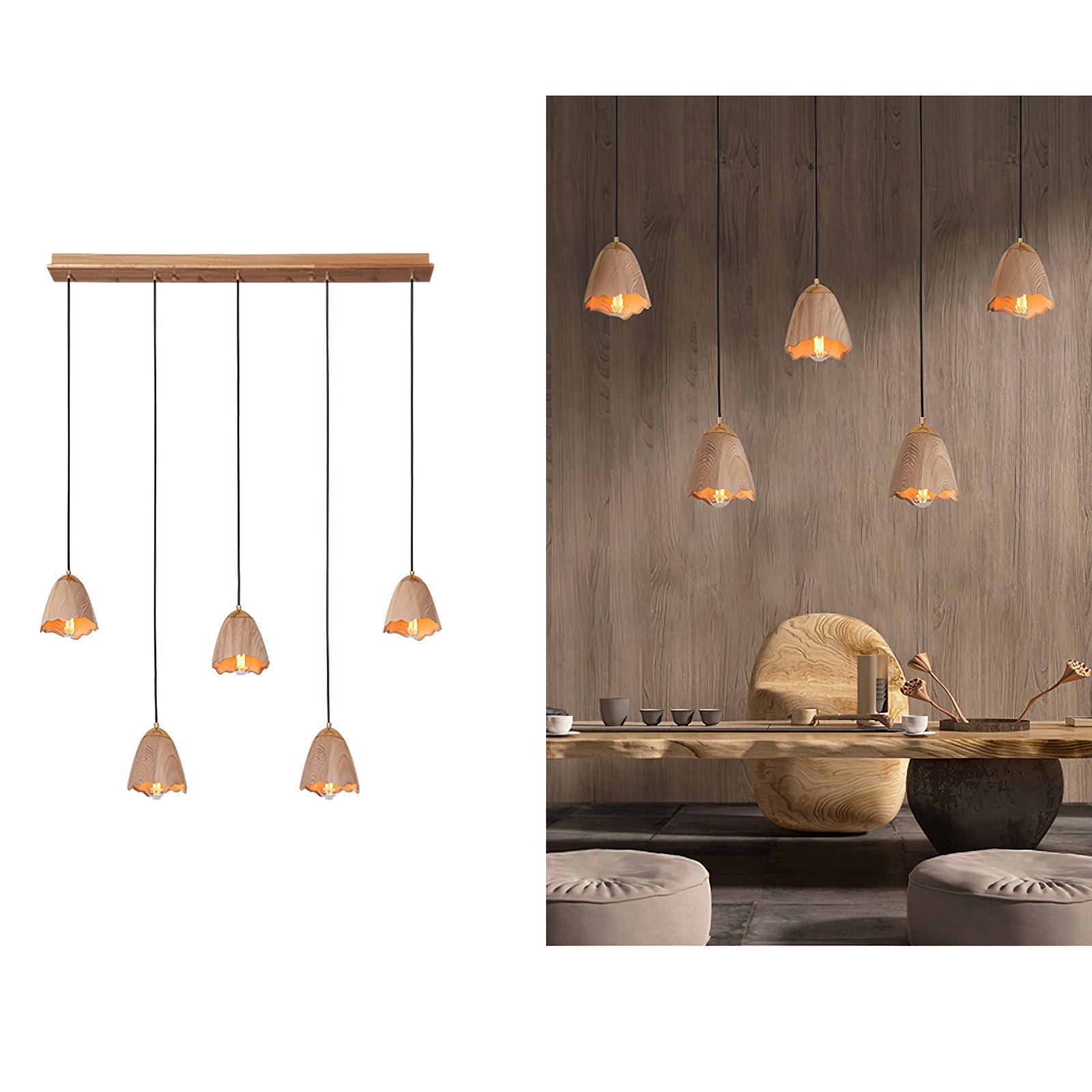Ilvenel Modern Minimalist Bell Wood Pendant Lamp - Letslighting