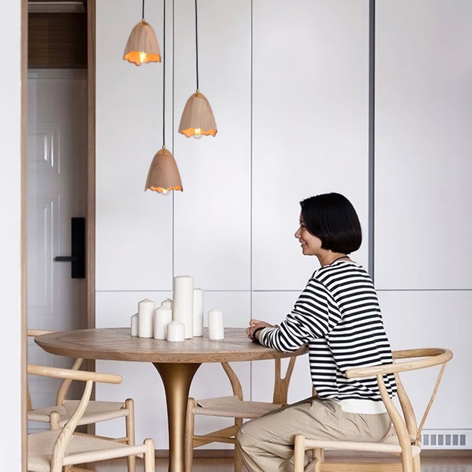 Ilvenel Modern Minimalist Bell Wood Pendant Lamp - Letslighting