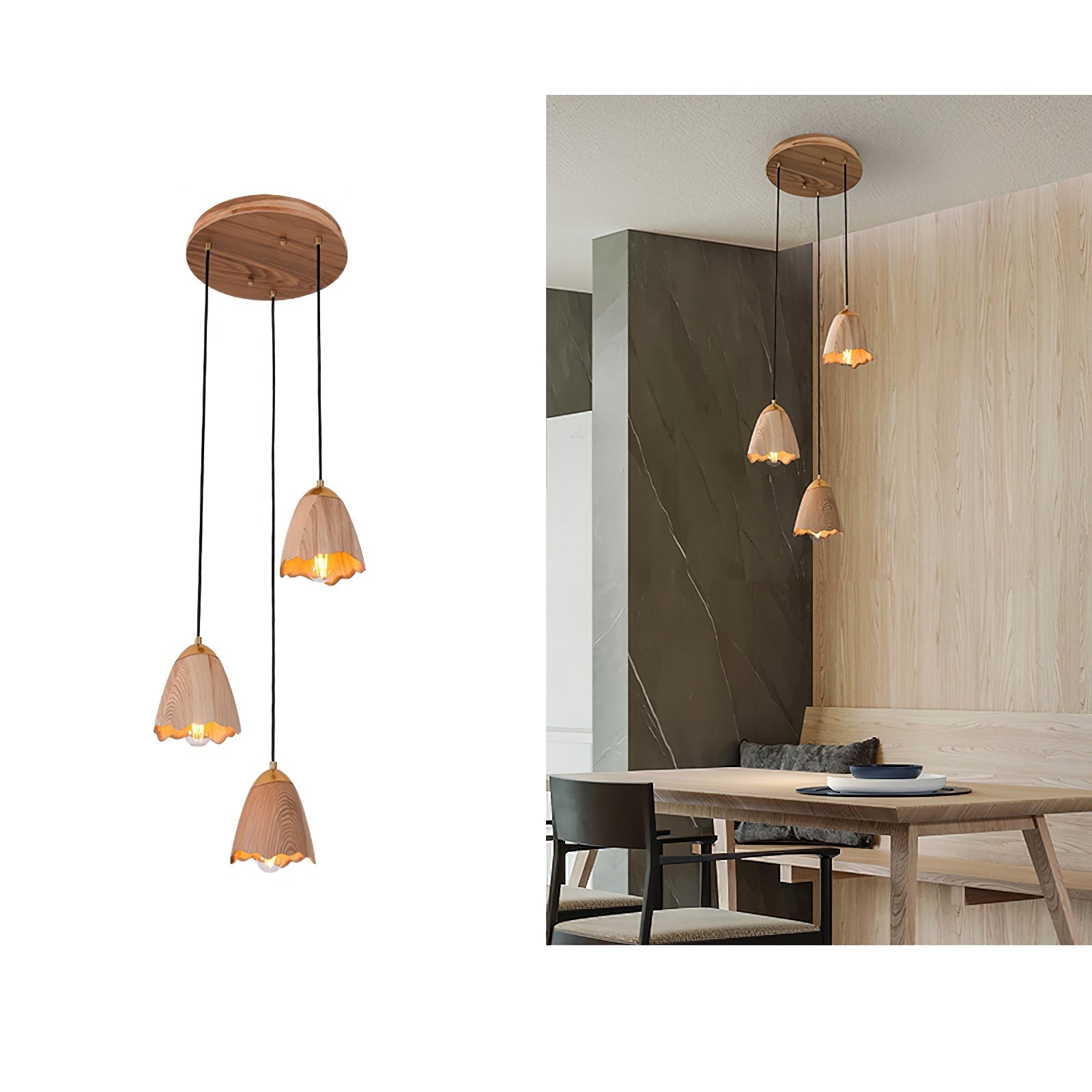 Ilvenel Modern Minimalist Bell Wood Pendant Lamp - Letslighting