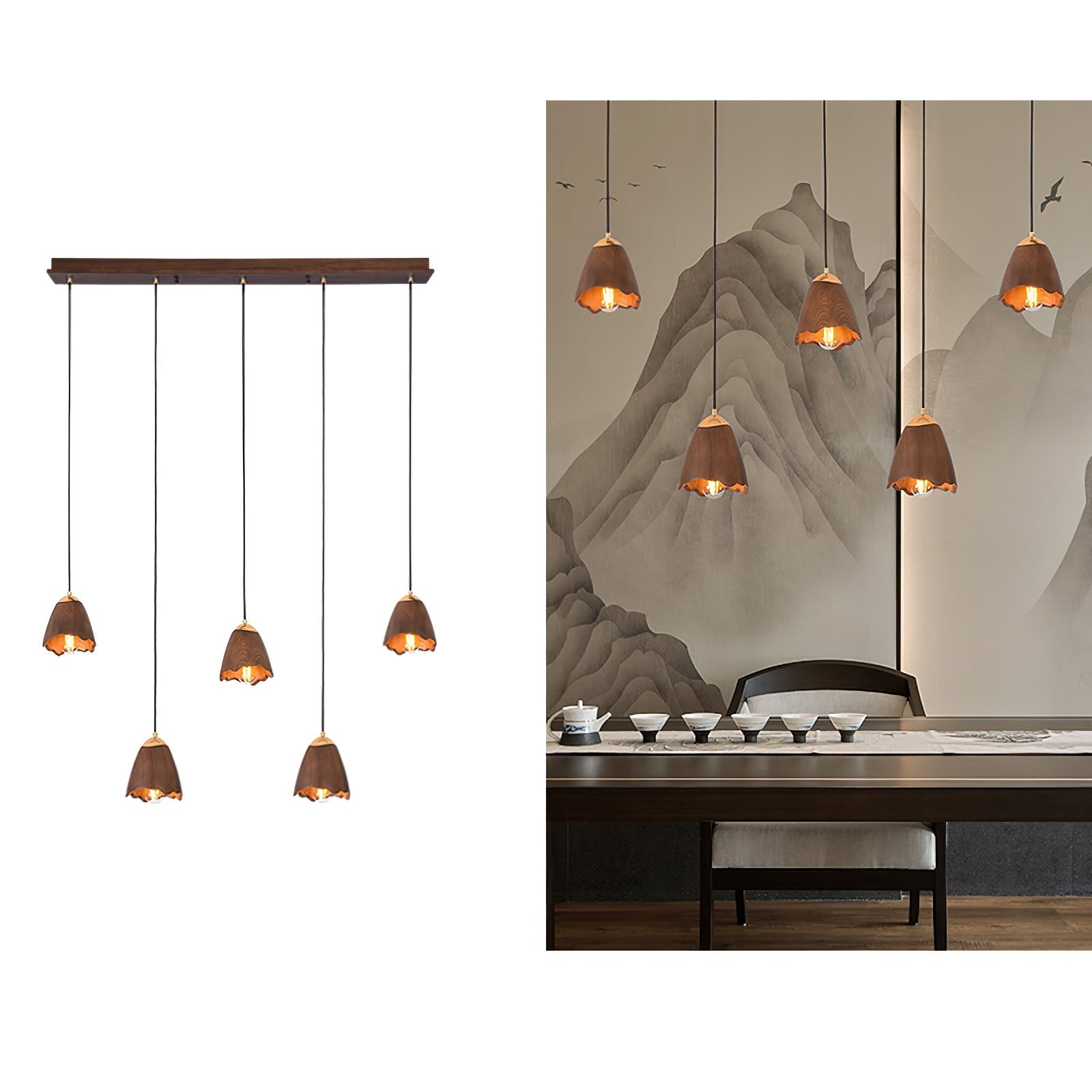 Ilvenel Modern Minimalist Bell Wood Pendant Lamp - Letslighting