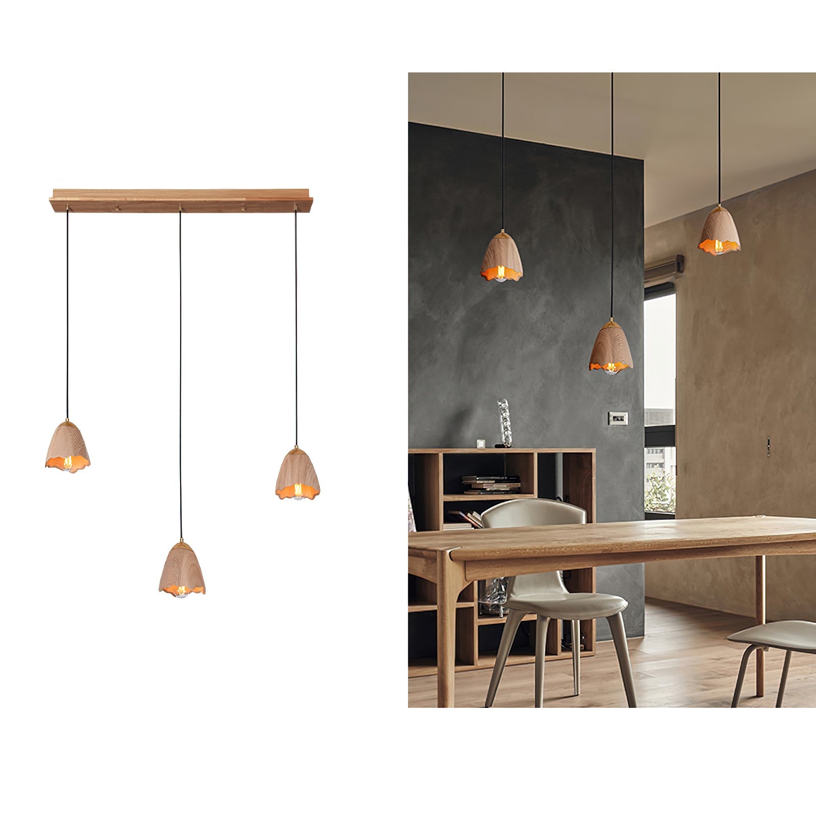 Ilvenel Modern Minimalist Bell Wood Pendant Lamp - Letslighting