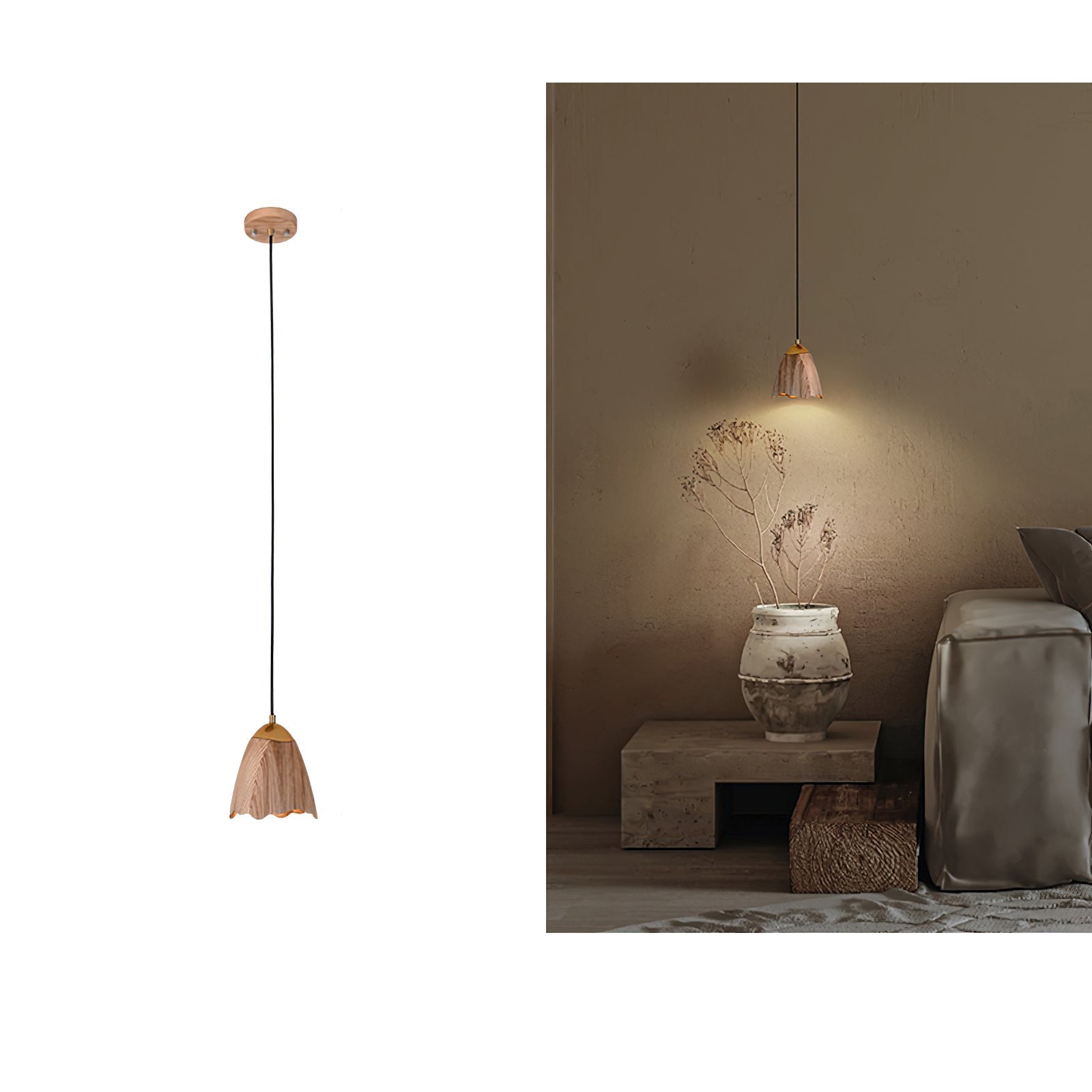 Ilvenel Modern Minimalist Bell Wood Pendant Lamp - Letslighting