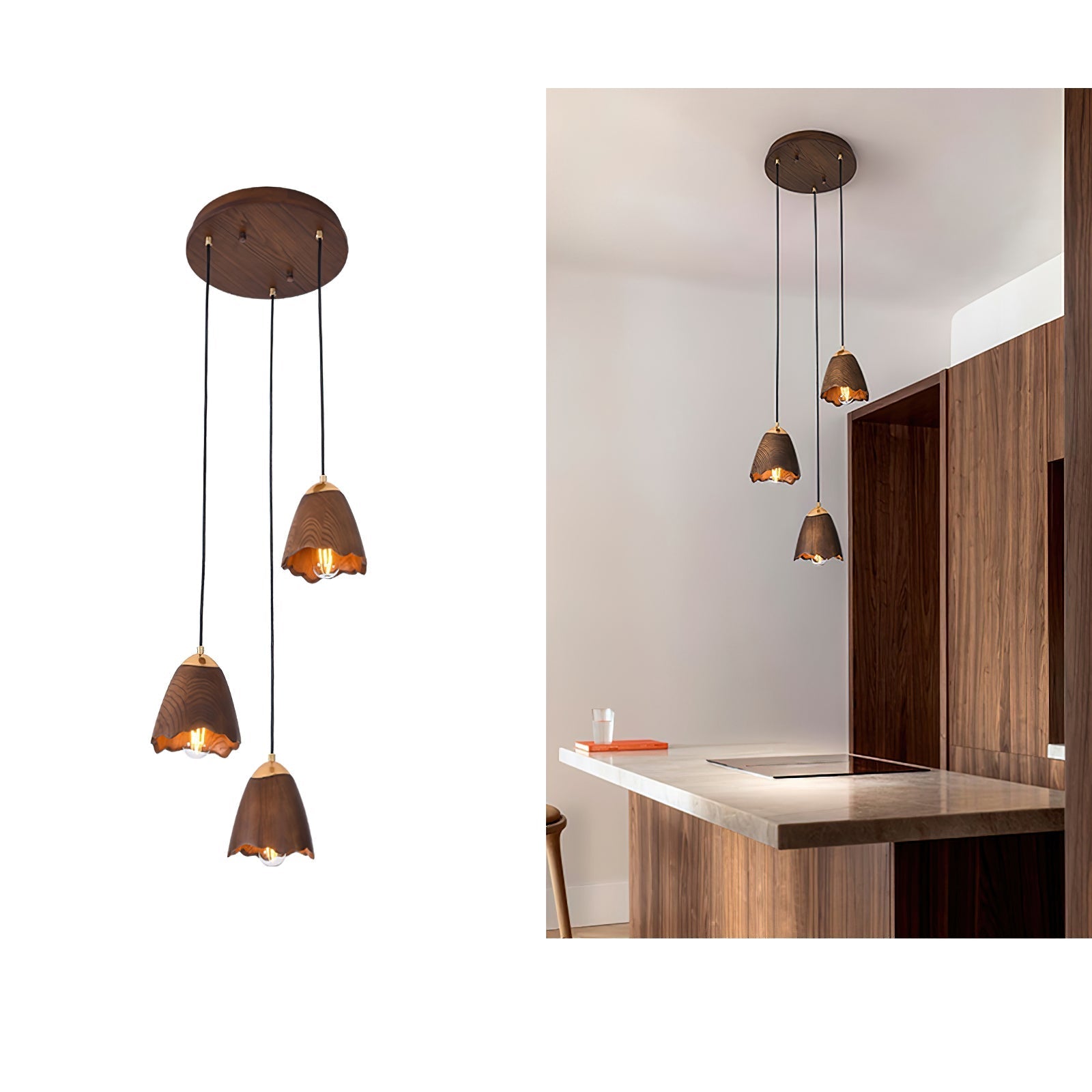 Ilvenel Modern Minimalist Bell Wood Pendant Lamp - Letslighting
