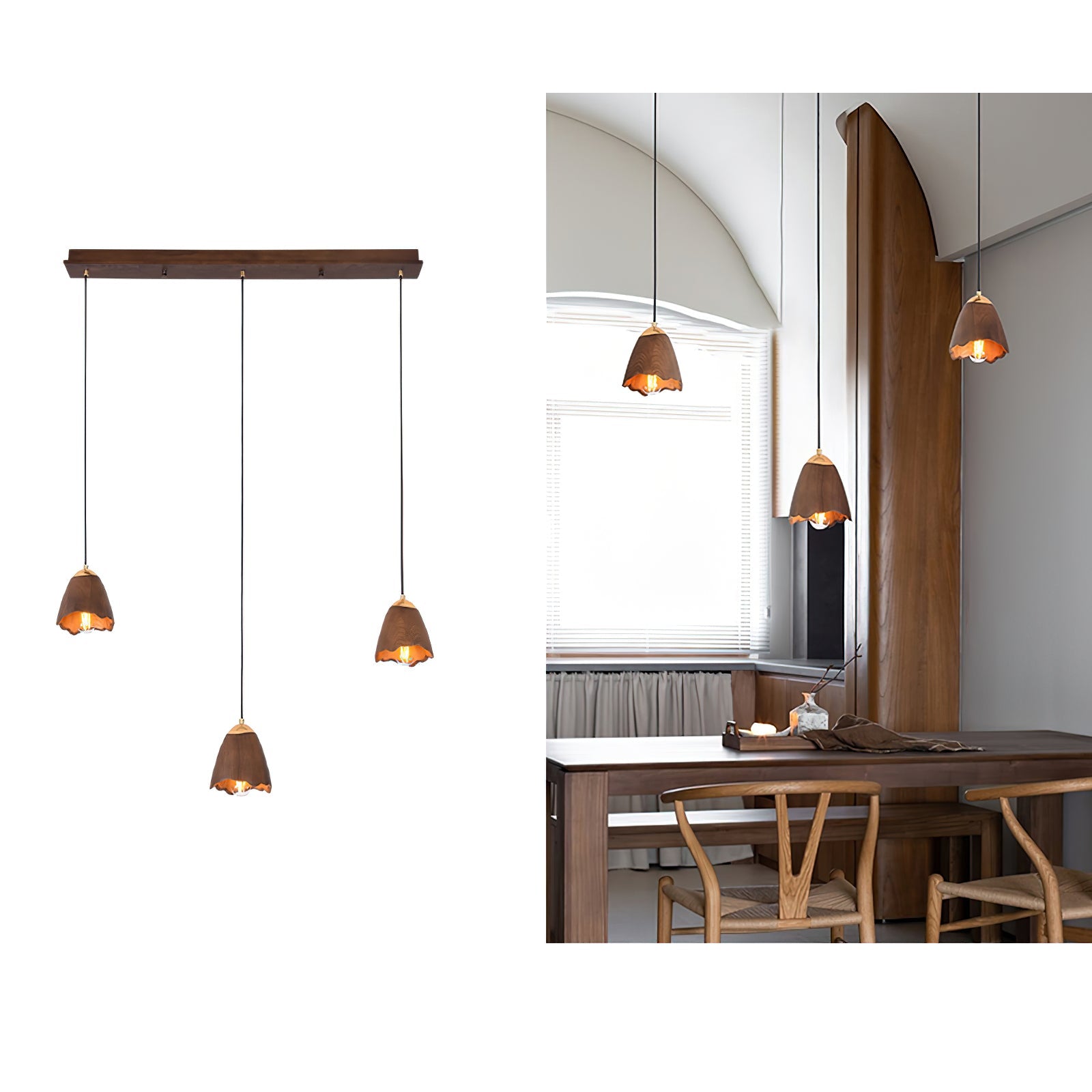Ilvenel Modern Minimalist Bell Wood Pendant Lamp - Letslighting
