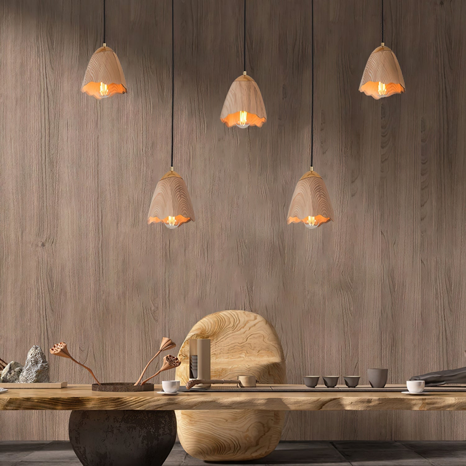 Ilvenel Modern Minimalist Bell Wood Pendant Lamp - Letslighting
