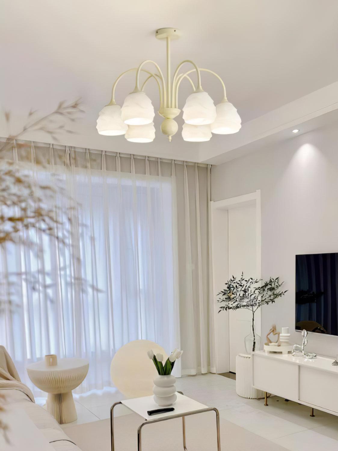 Lustra Chandelier Melting Ice Cream Milky Glass - Letslighting