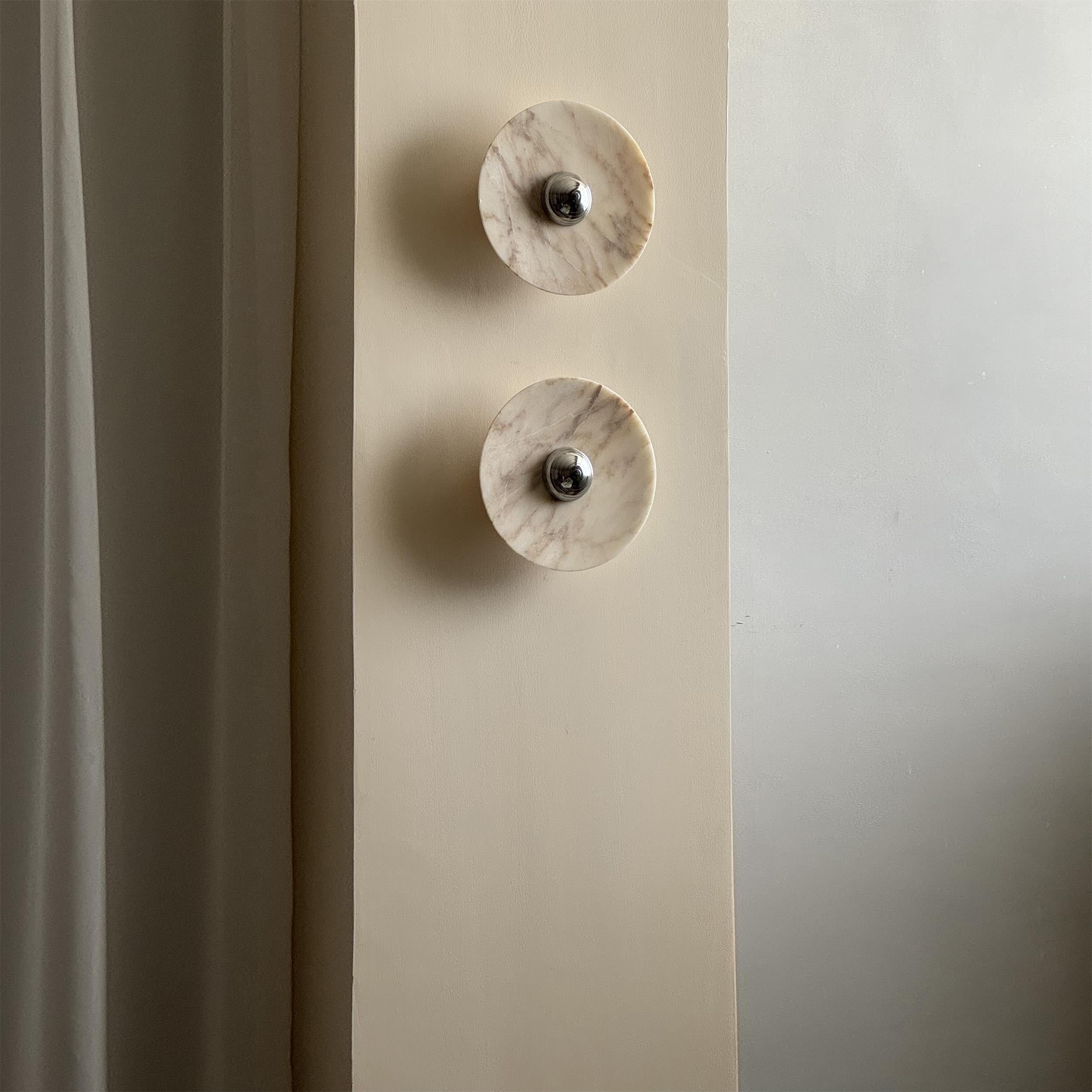 Alba Modern Minimalist Chrome Marble Wall Lamp - Letslighting