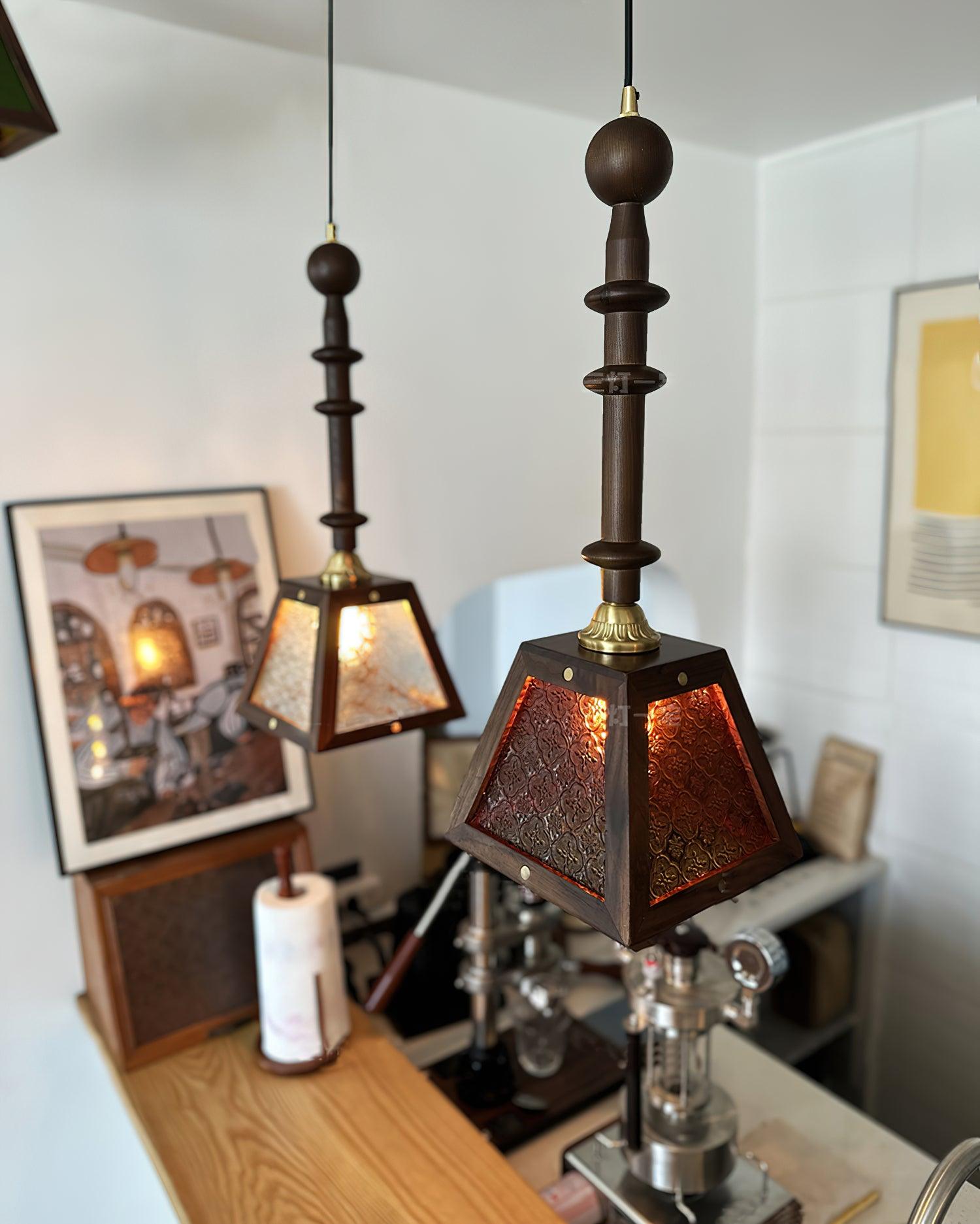 Alsorisra Elegance Vintage Glass Wood Pendant Light - Letslighting