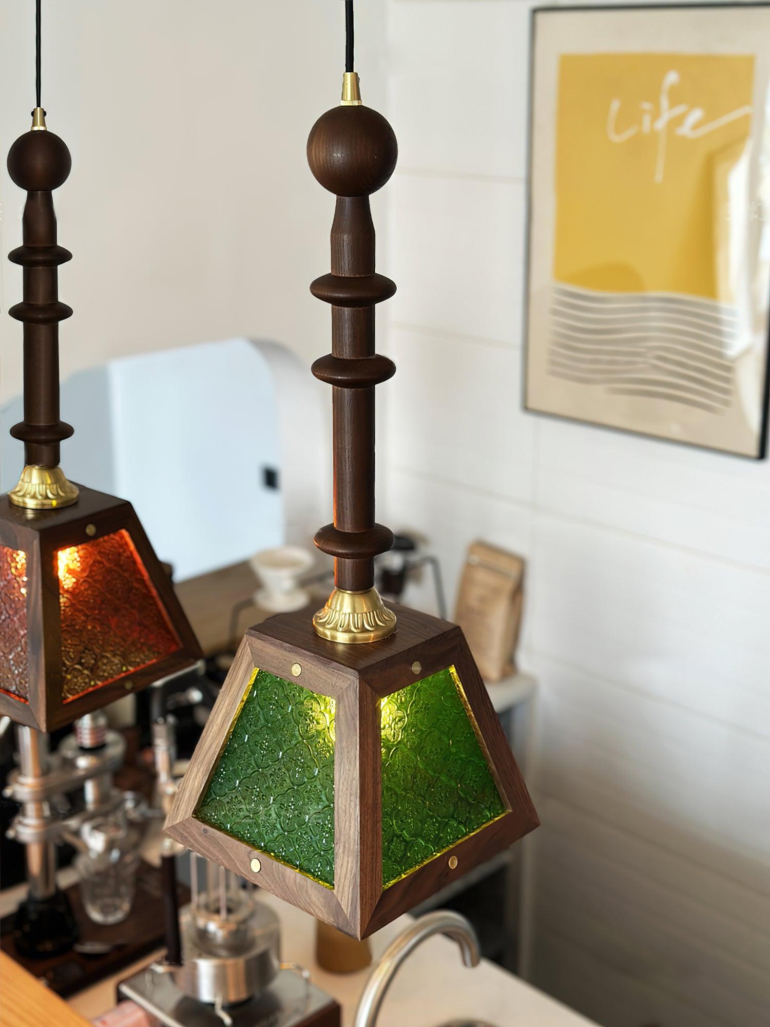 Alsorisra Elegance Vintage Glass Wood Pendant Light - Letslighting