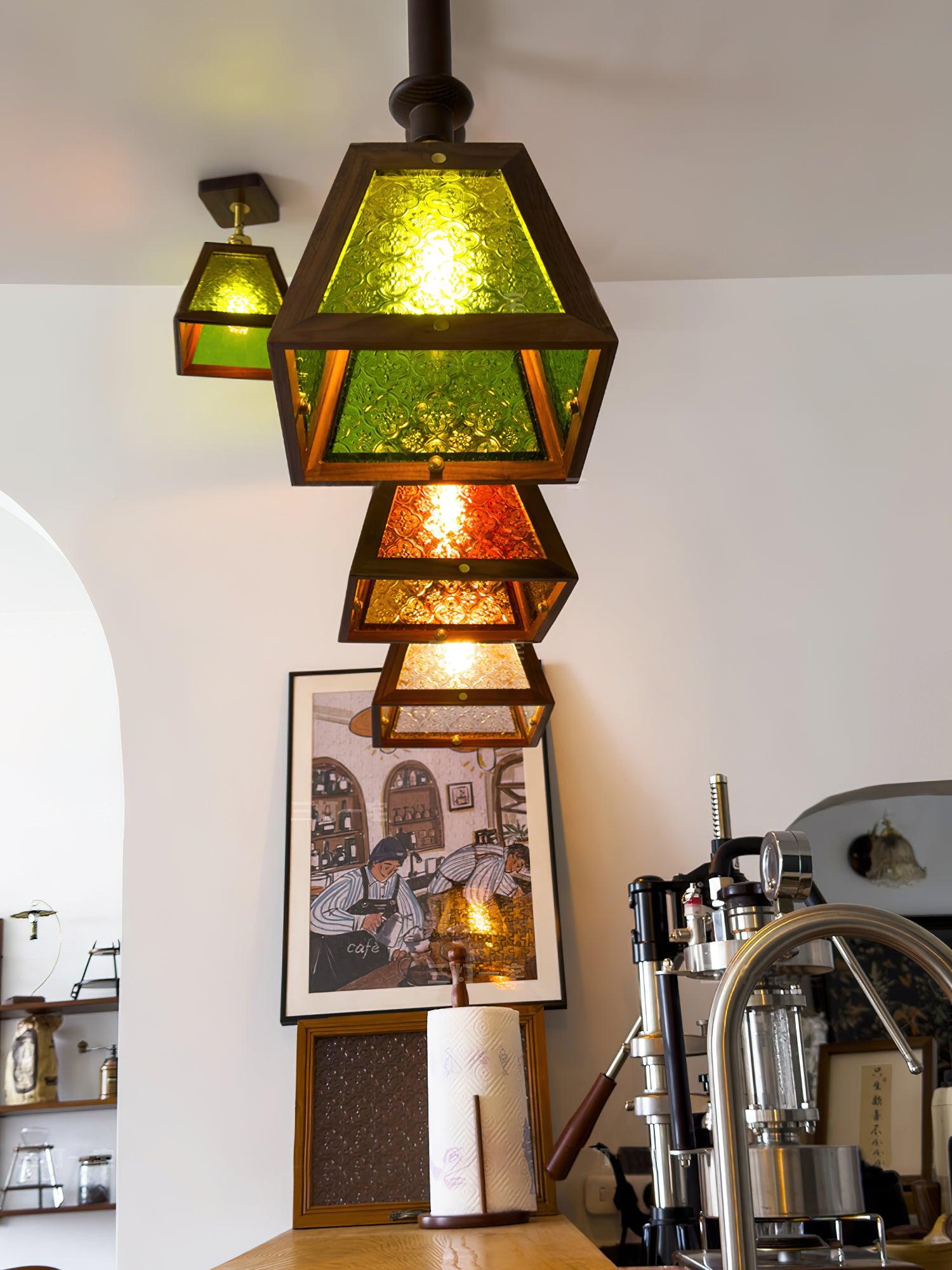 Alsorisra Elegance Vintage Glass Wood Pendant Light - Letslighting