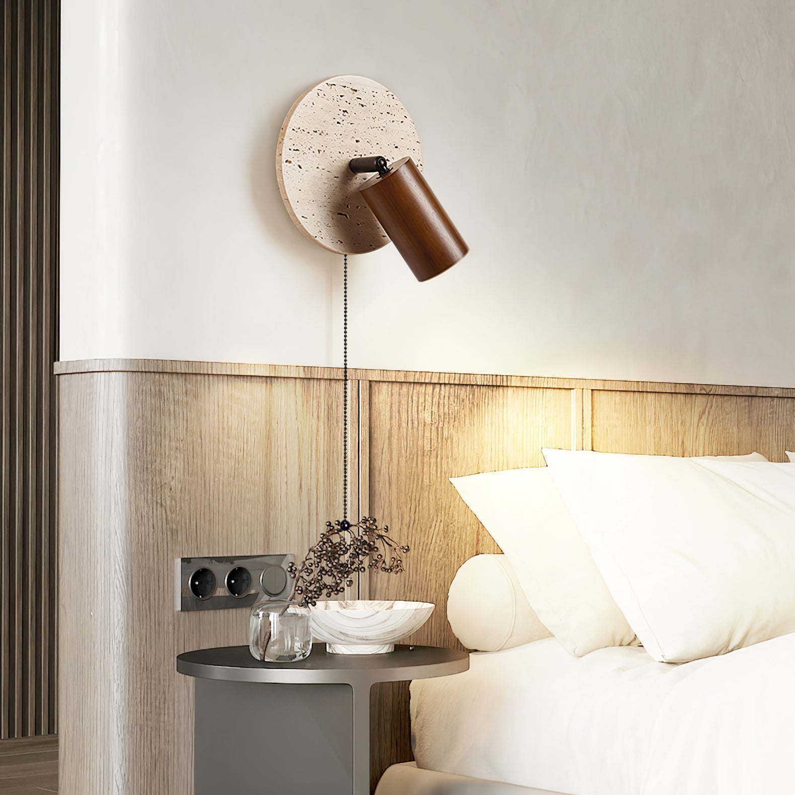 Evzoryra Disc Swing Travertine Wall Light - Letslighting
