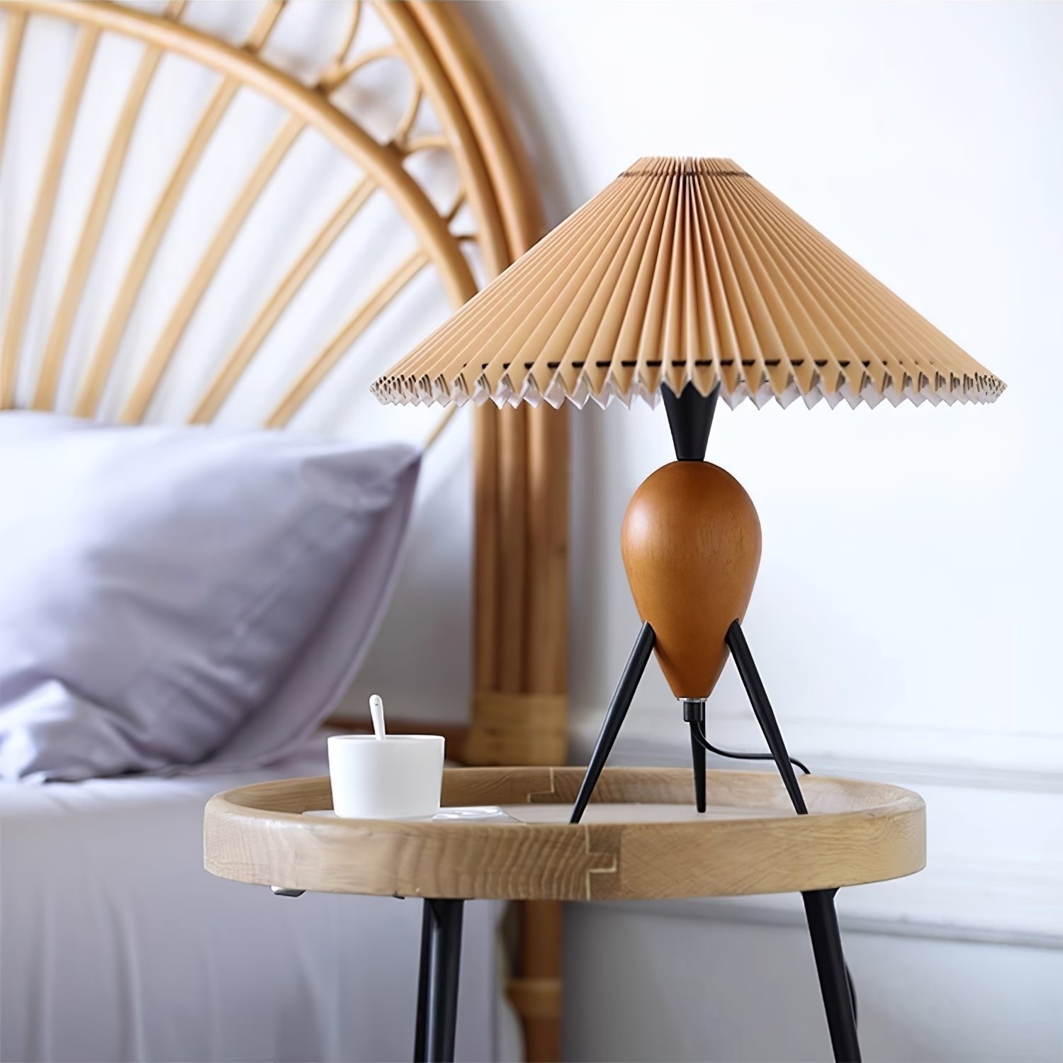 Elyse Wood & Fabric Retro Table Lamp - Letslighting