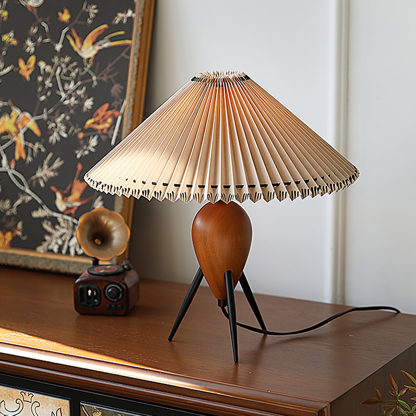 Elyse Wood & Fabric Retro Table Lamp - Letslighting
