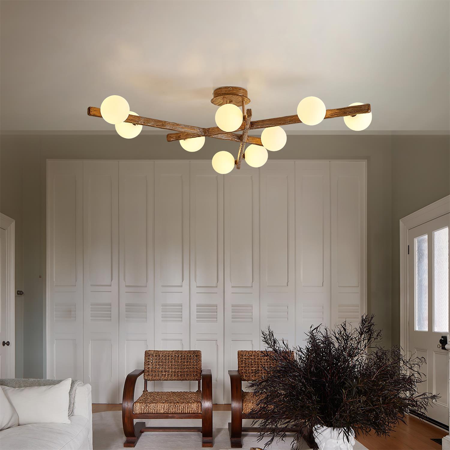 Wooden Branch Ceiling Light - Letslighting