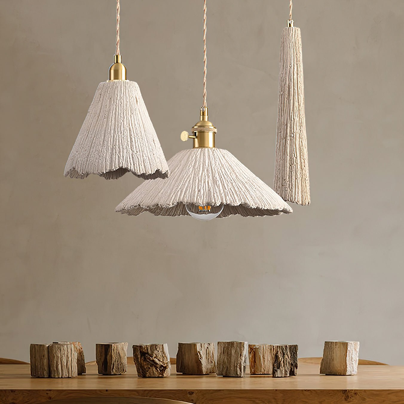 Avi Textured Pendant Lights Cement