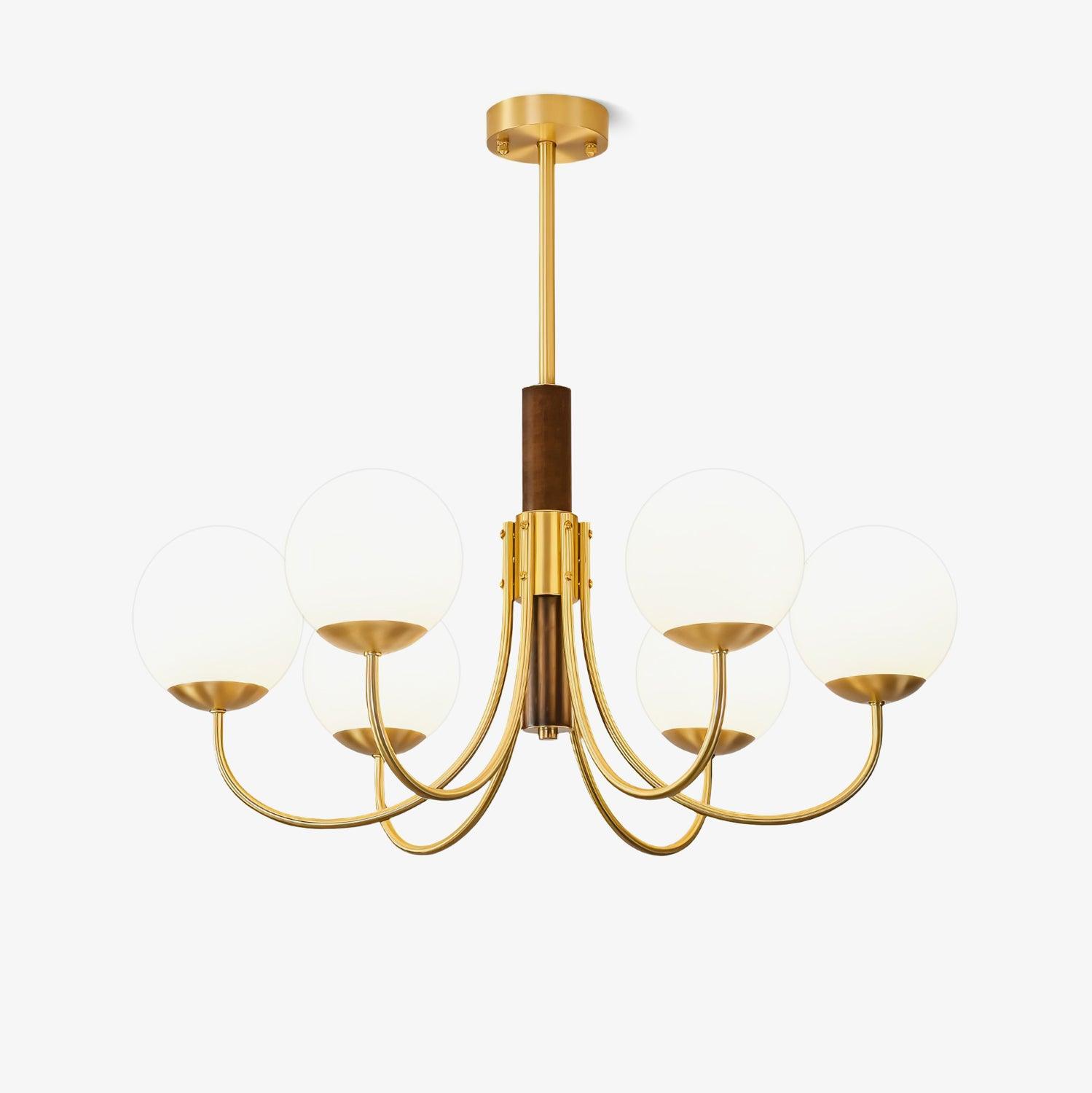 Lustra Chandelier Midas Touch Walnut Sphere Brass - Letslighting