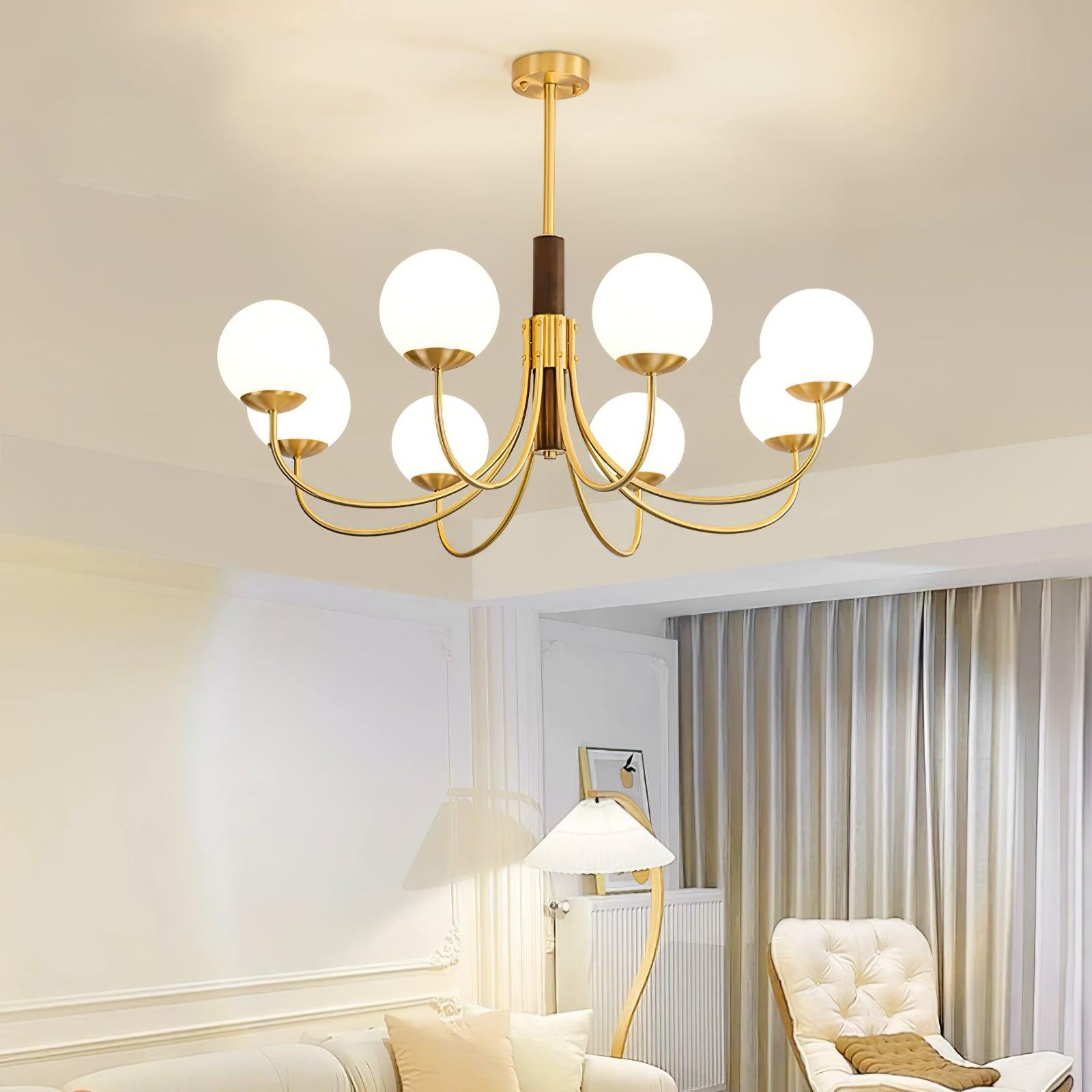 Lustra Chandelier Midas Touch Walnut Sphere Brass - Letslighting