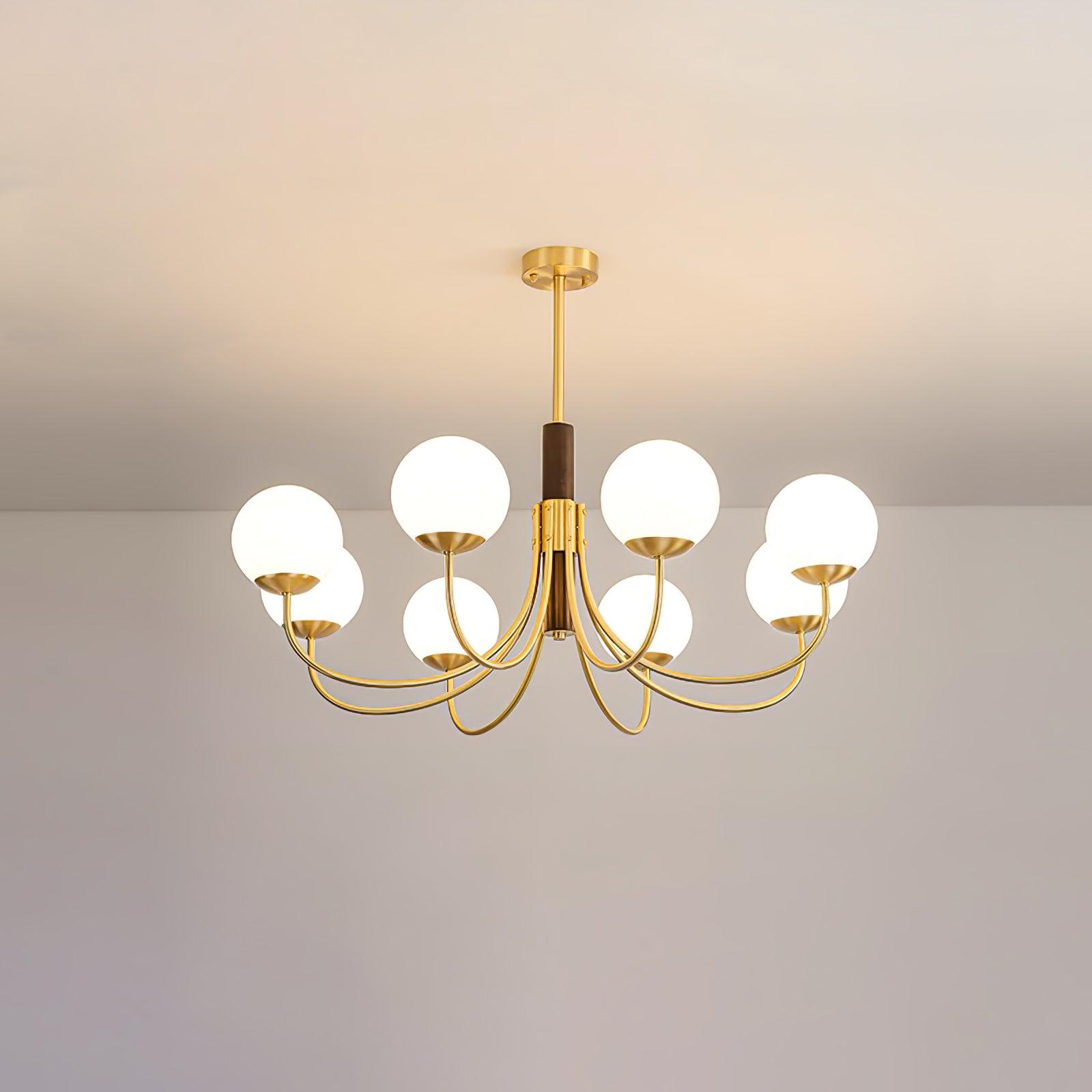 Lustra Chandelier Midas Touch Walnut Sphere Brass - Letslighting