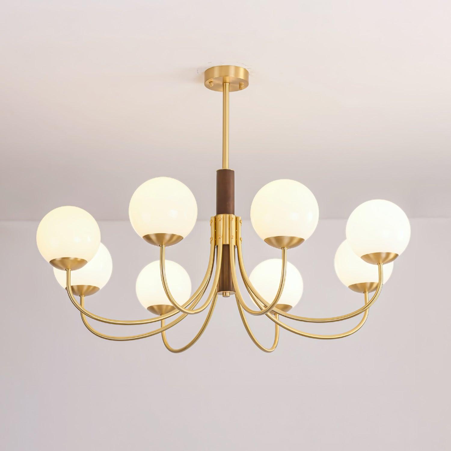 Lustra Chandelier Midas Touch Walnut Sphere Brass - Letslighting