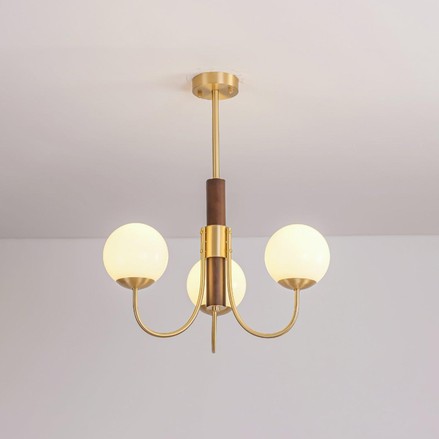 Lustra Chandelier Midas Touch Walnut Sphere Brass - Letslighting