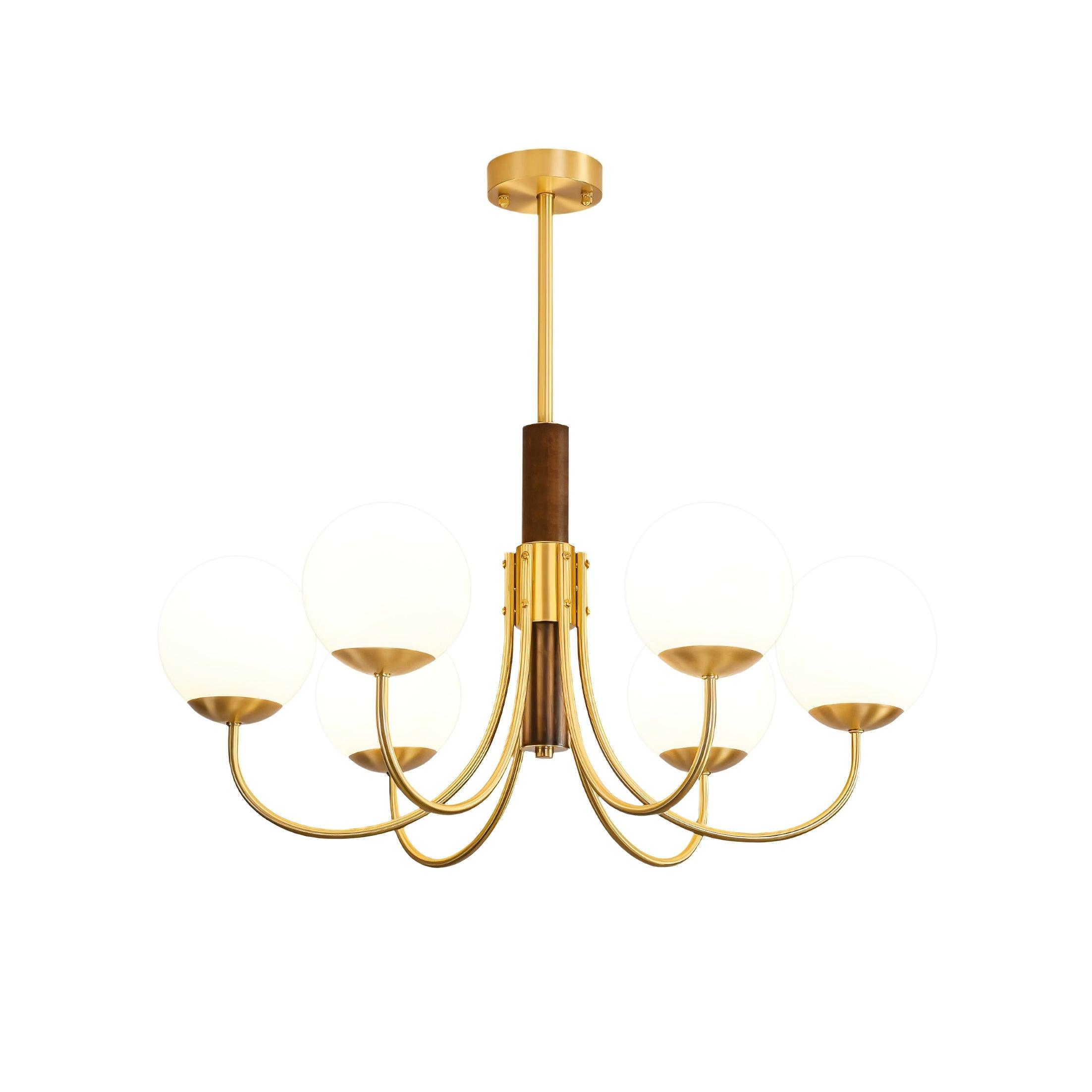 Lustra Chandelier Midas Touch Walnut Sphere Brass - Letslighting