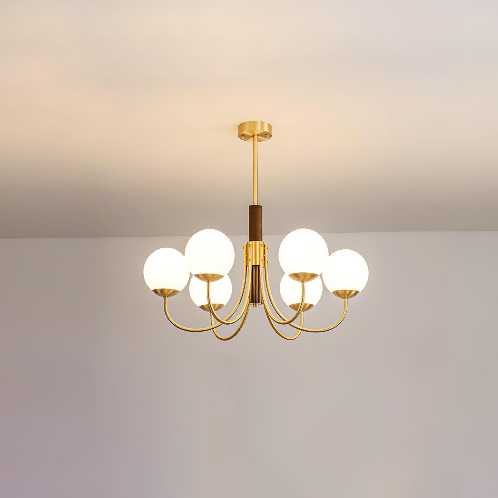Lustra Chandelier Midas Touch Walnut Sphere Brass - Letslighting