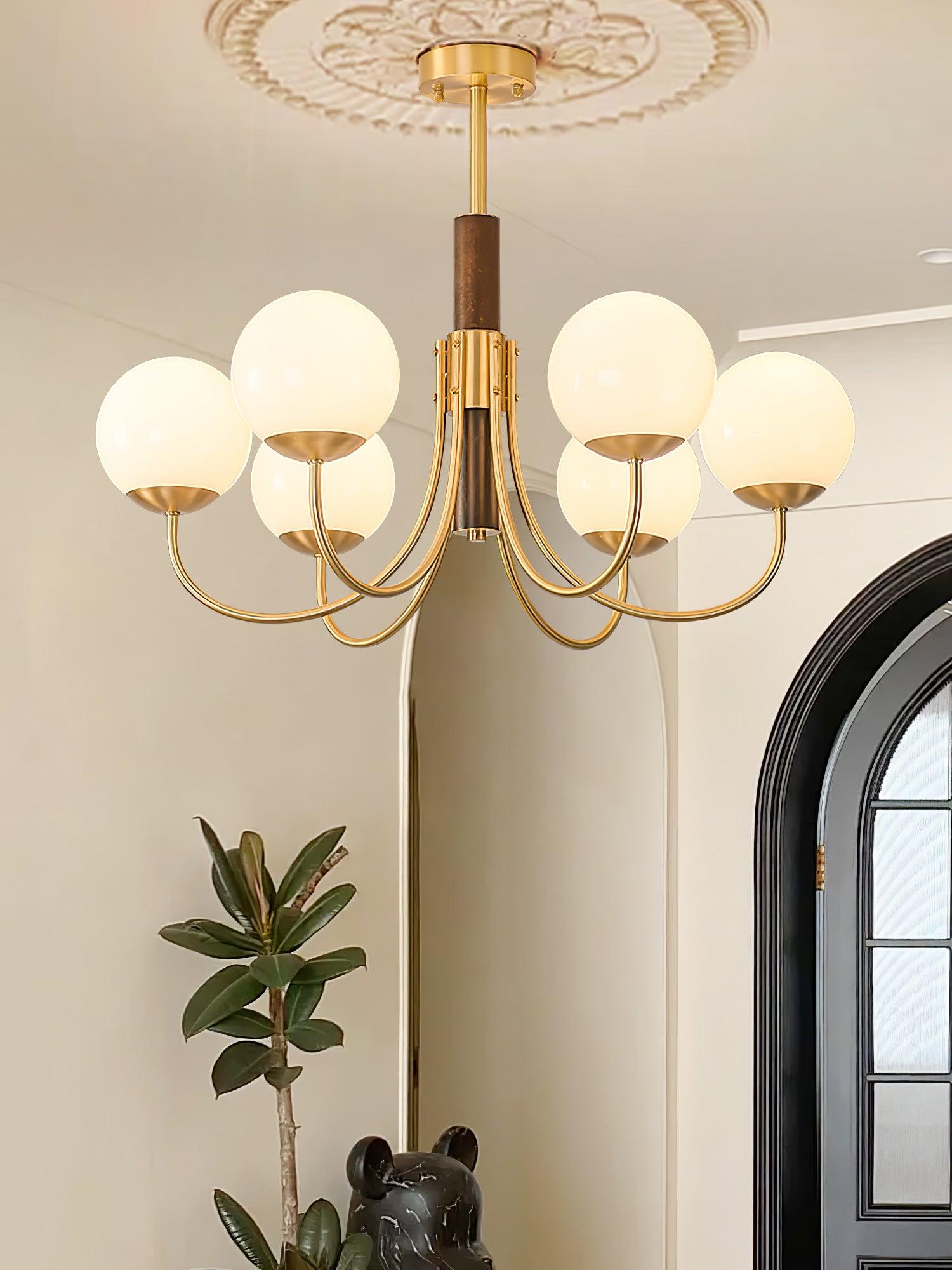 Lustra Chandelier Midas Touch Walnut Sphere Brass - Letslighting