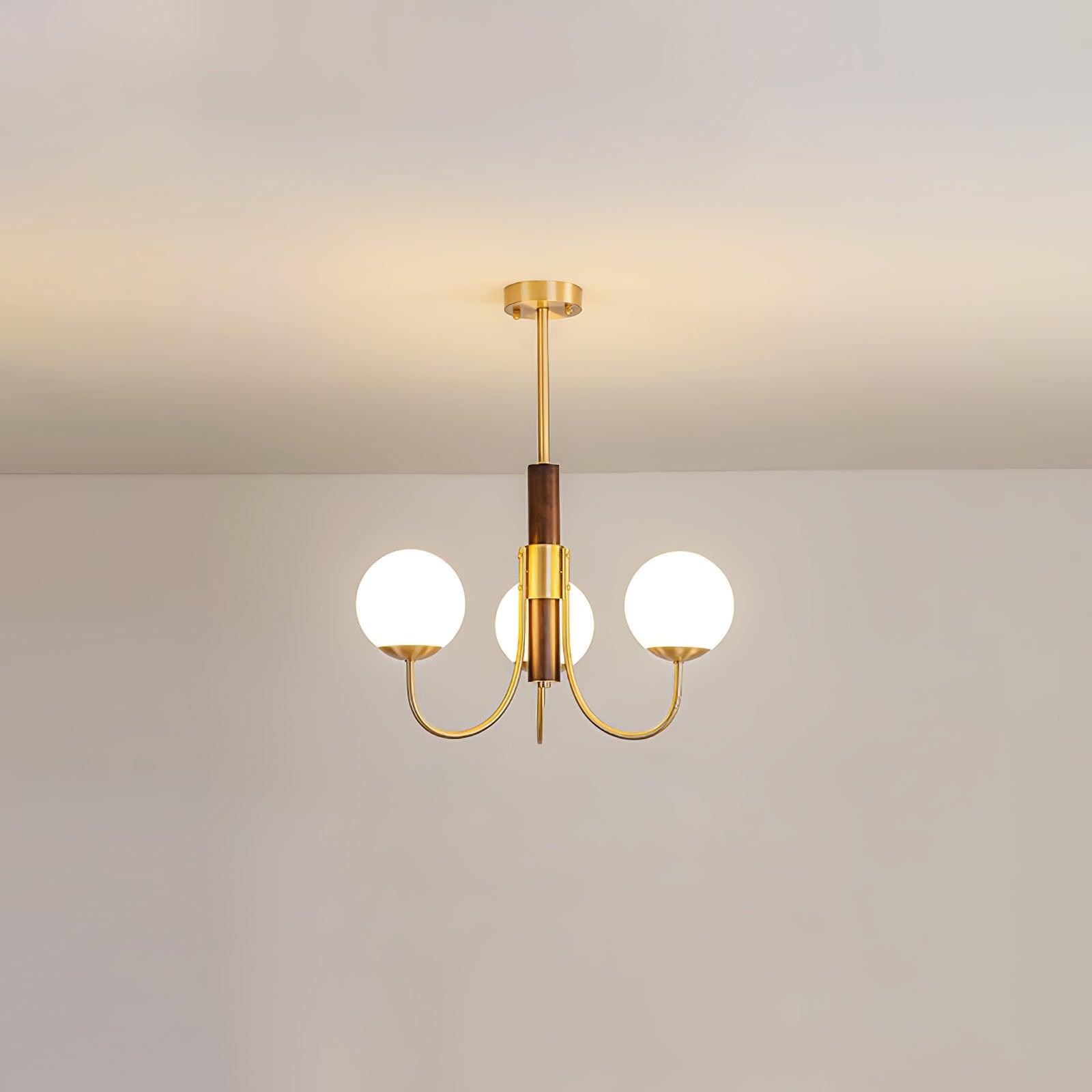 Lustra Chandelier Midas Touch Walnut Sphere Brass - Letslighting