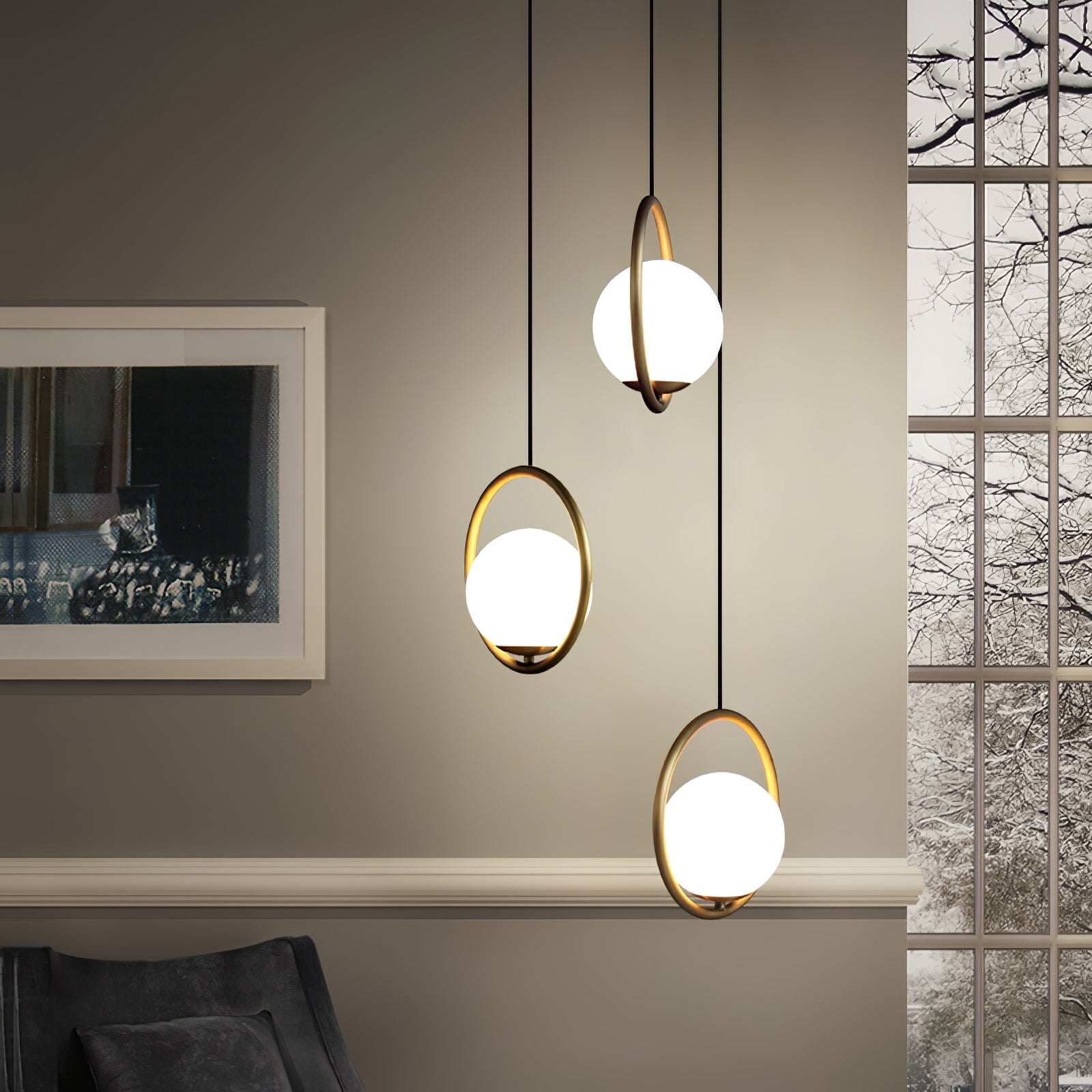 Lustra Pendant Lamp Brass Modern Ring - Letslighting