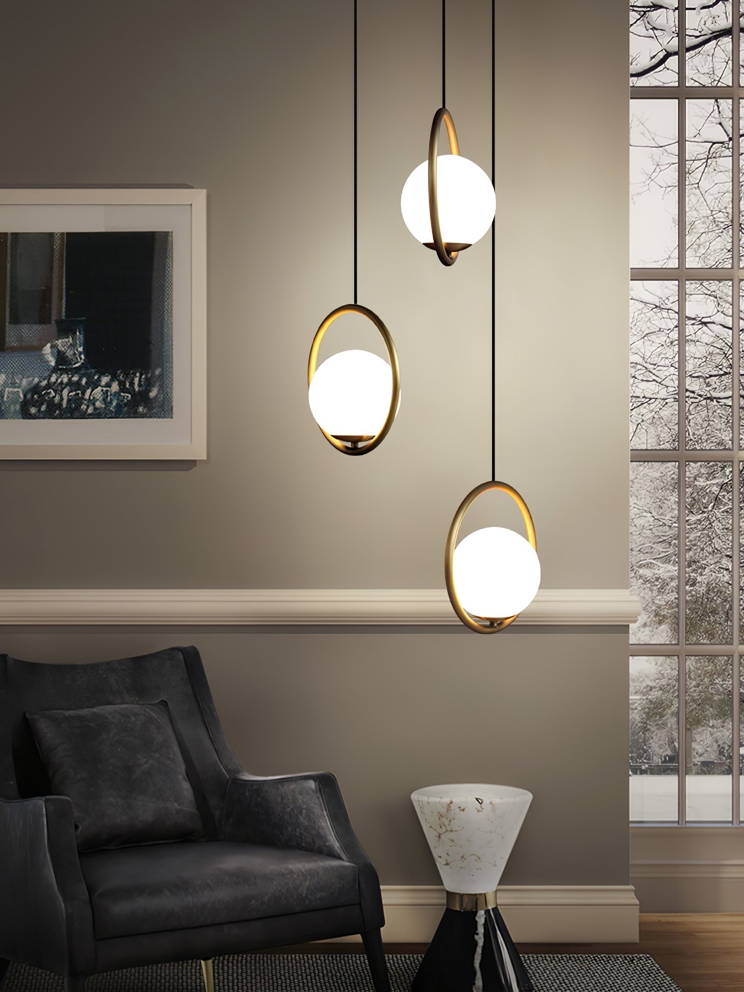 Lustra Pendant Lamp Brass Modern Ring - Letslighting