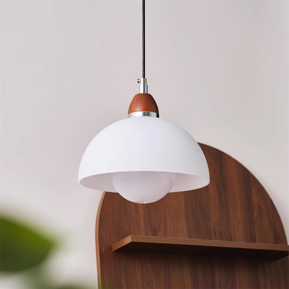 Milagro Pendant Lamp Dome Wood Accent Minimalist - Letslighting