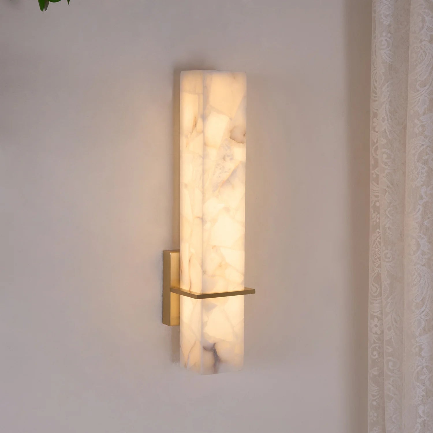 Ritta Wall Lamp White Alabaster Brass Modern Cuboid - Letslighting