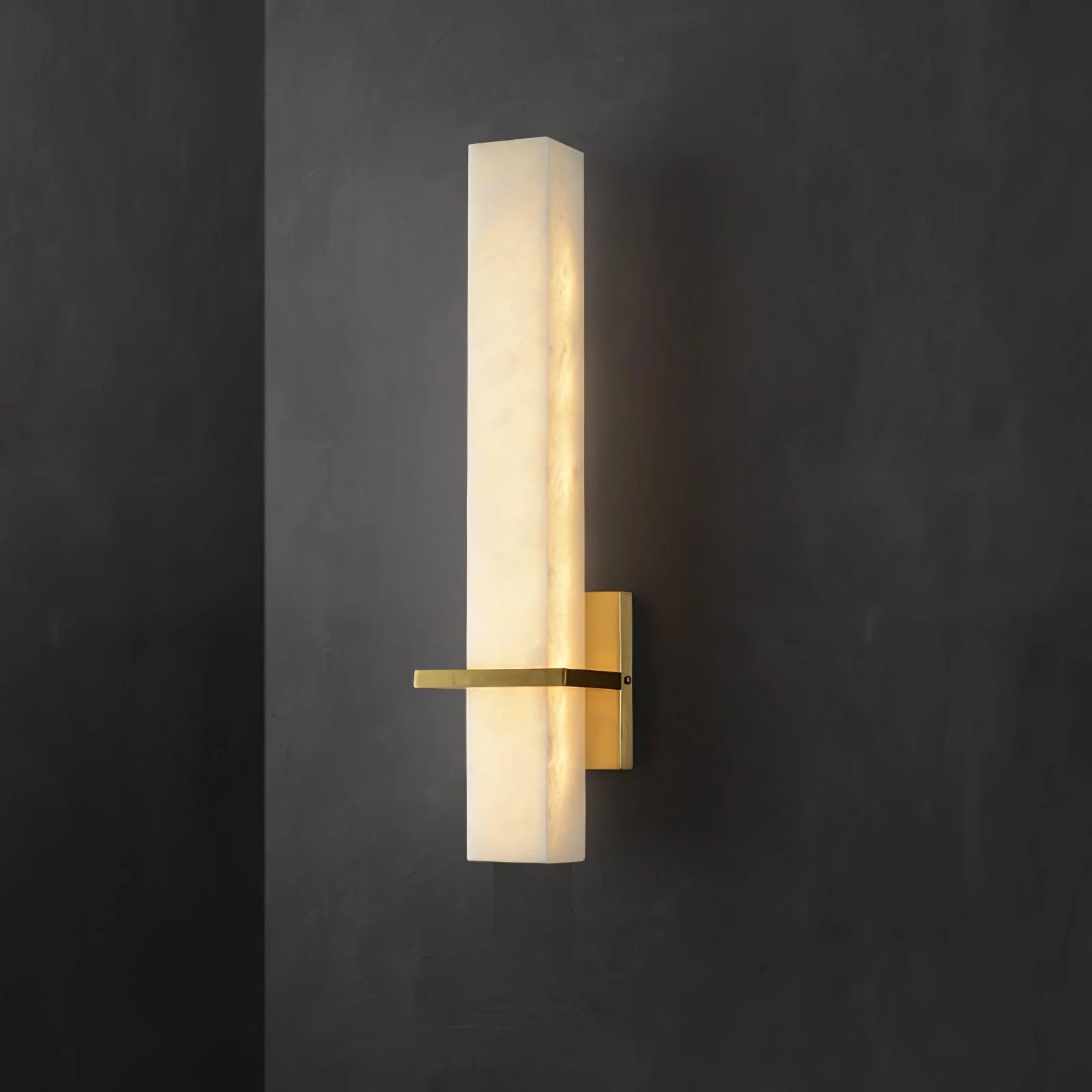 Ritta Wall Lamp White Alabaster Brass Modern Cuboid - Letslighting