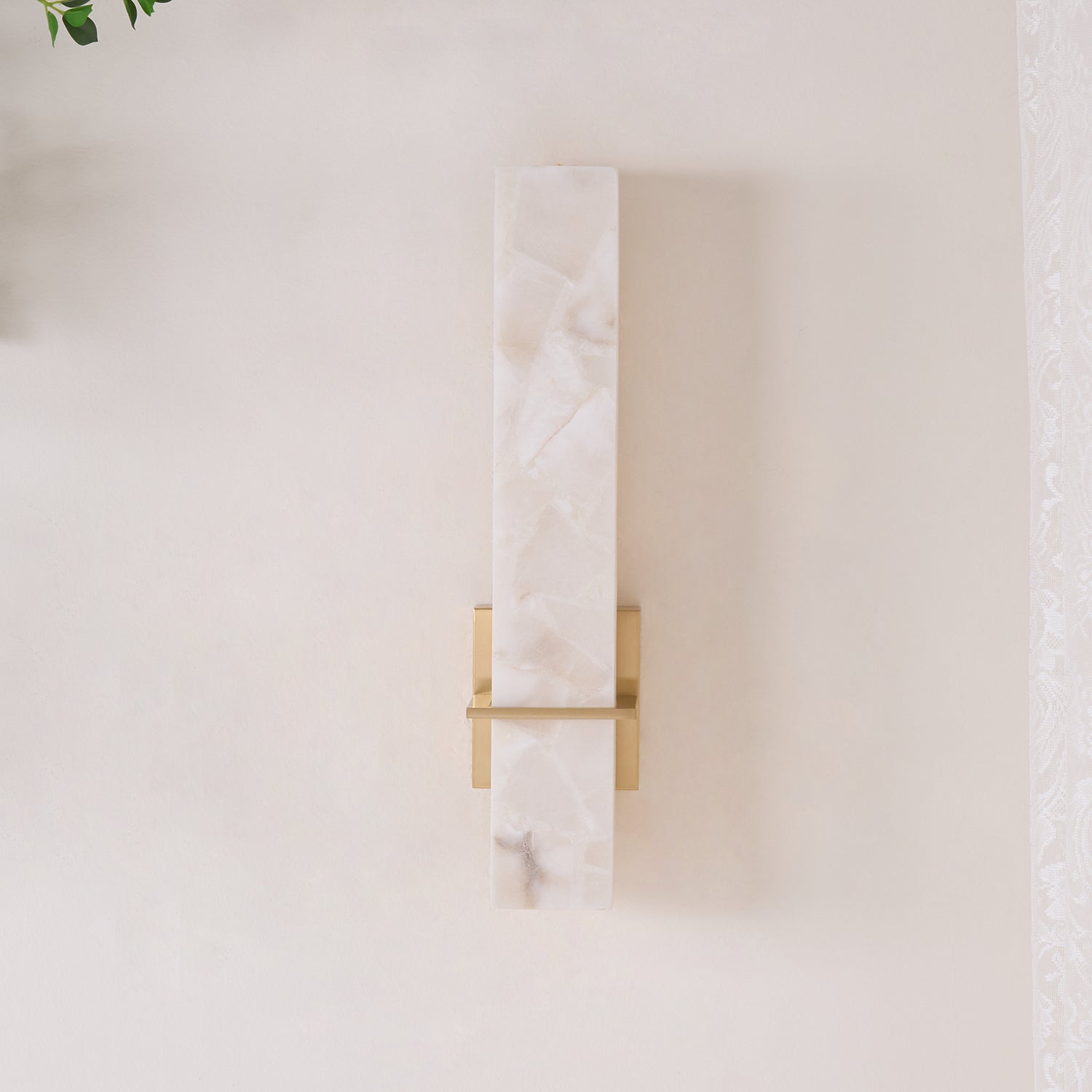 Ritta Wall Lamp White Alabaster Brass Modern Cuboid - Letslighting