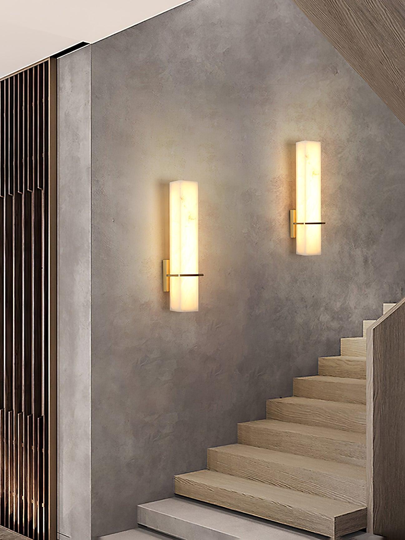 Luste Alabaster Wall Sconce Brass Band Shape - Letslighting