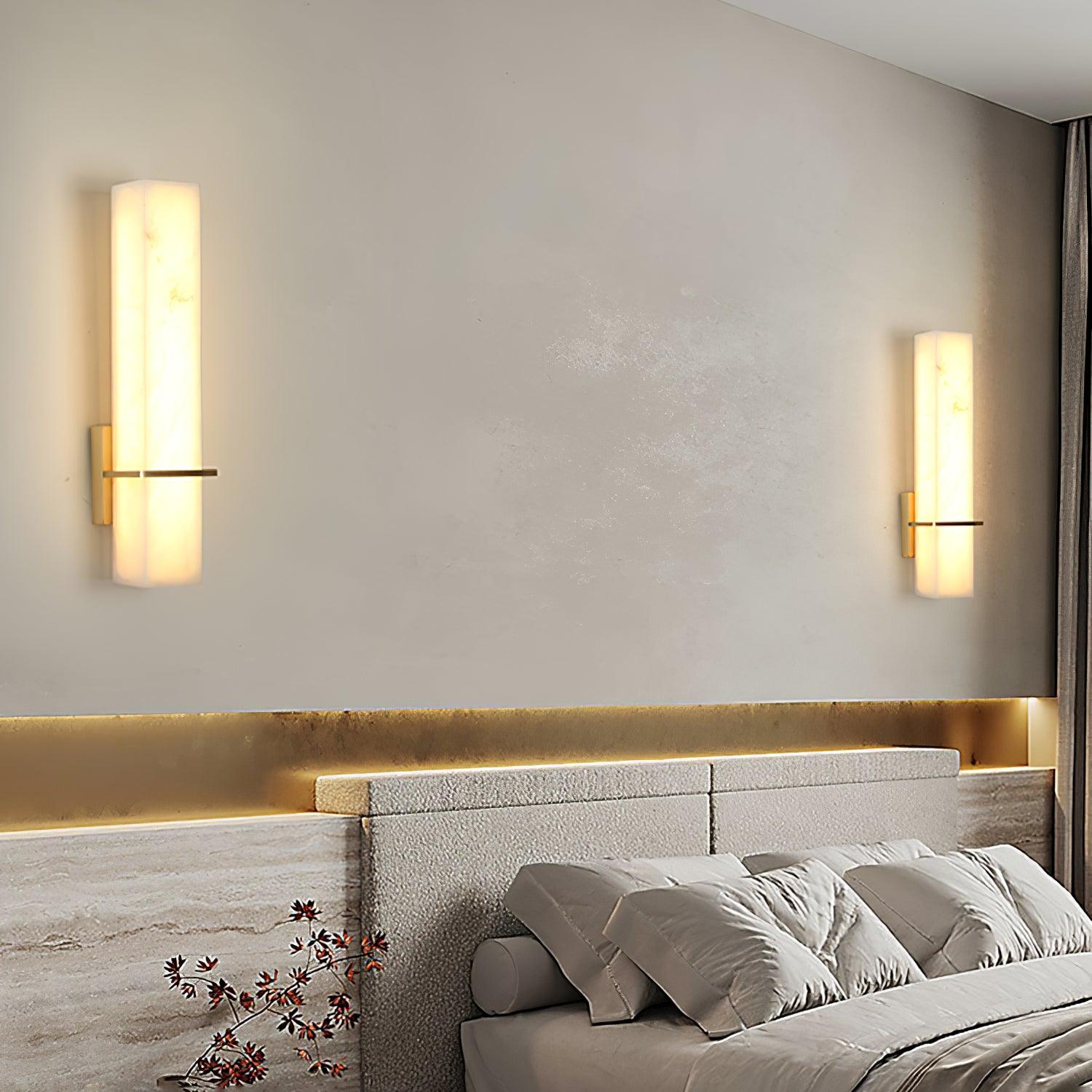 Ritta Wall Lamp White Alabaster Brass Modern Cuboid - Letslighting