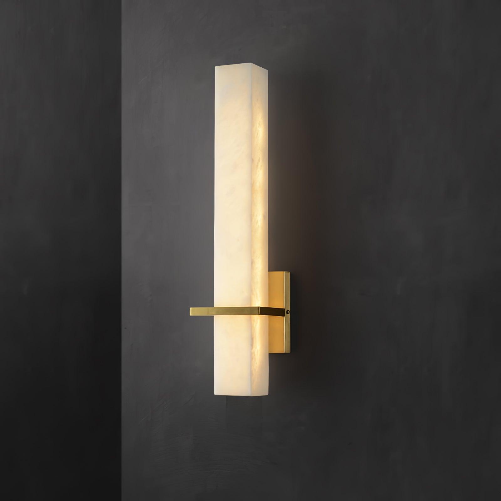 Ritta Wall Lamp White Alabaster Brass Modern Cuboid - Letslighting