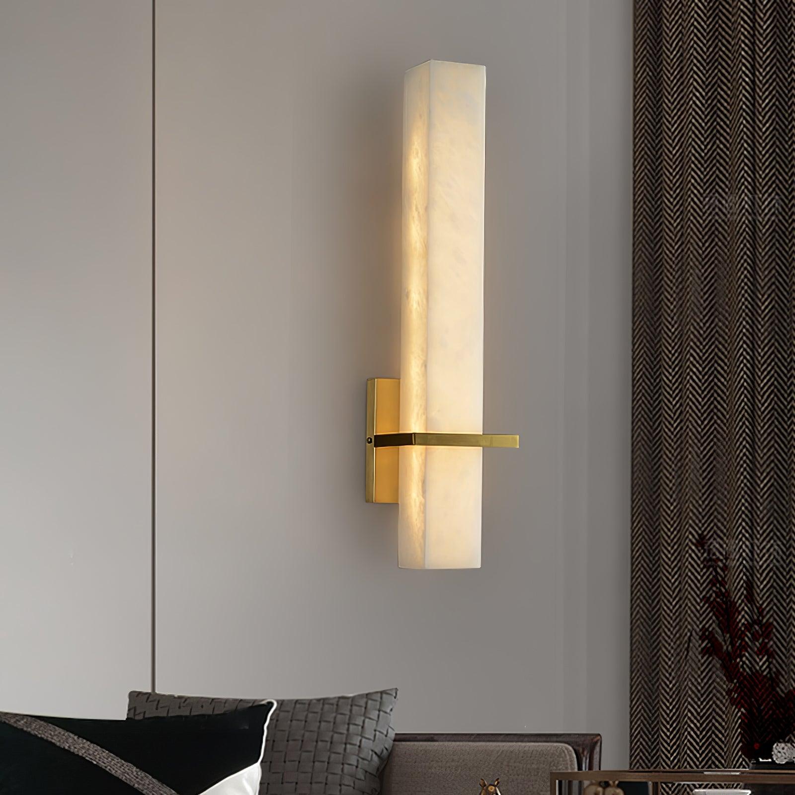 Ritta Wall Lamp White Alabaster Brass Modern Cuboid - Letslighting