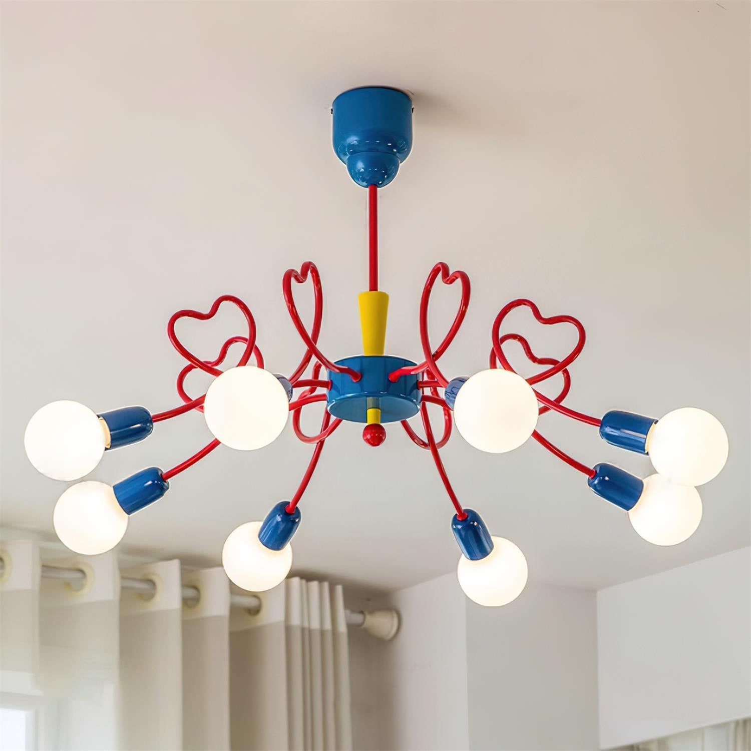 Chandelier Heart-Shaped Arms Colorful Playful Artistic - Letslighting